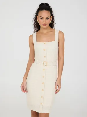 Square Neck Boucle Sheath Dress trending style