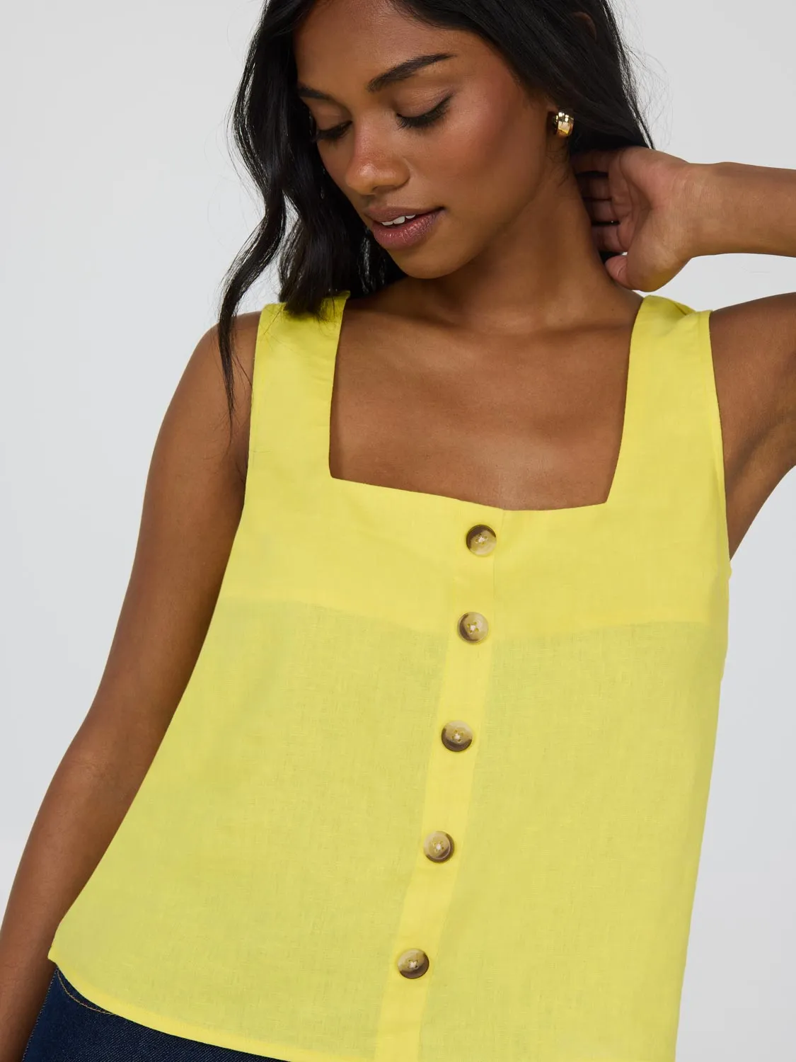 Square Neck Linen Tank Top everyday ease