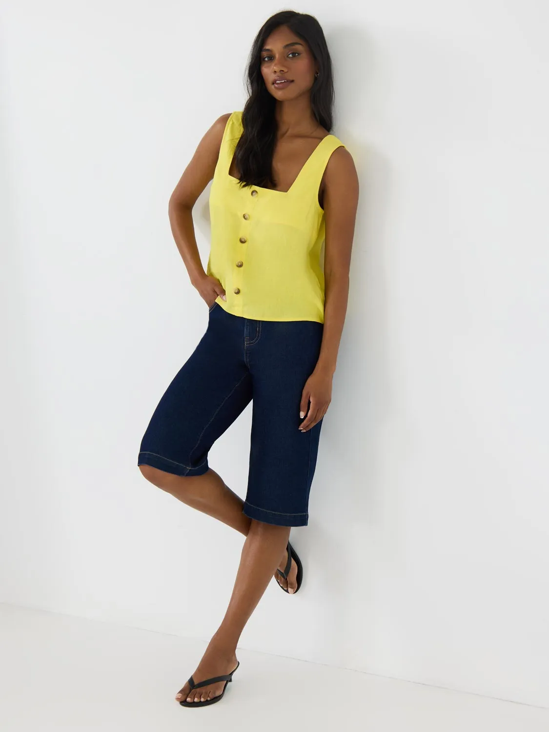 Square Neck Linen Tank Top travel soft