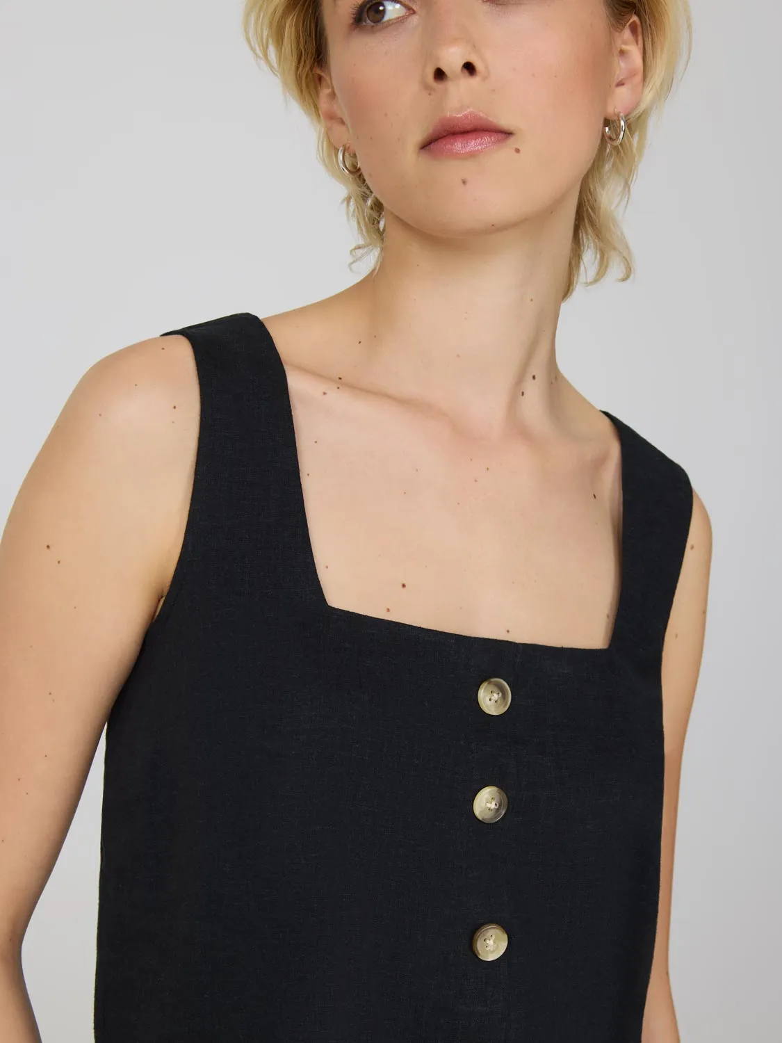 Square Neck Linen Tank Top chill mode