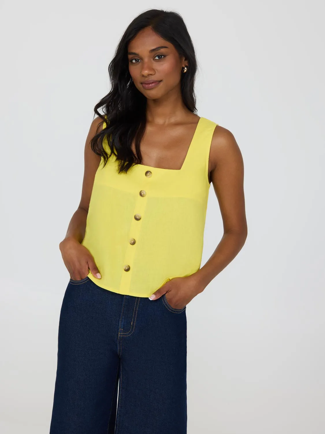 Square Neck Linen Tank Top compact wear