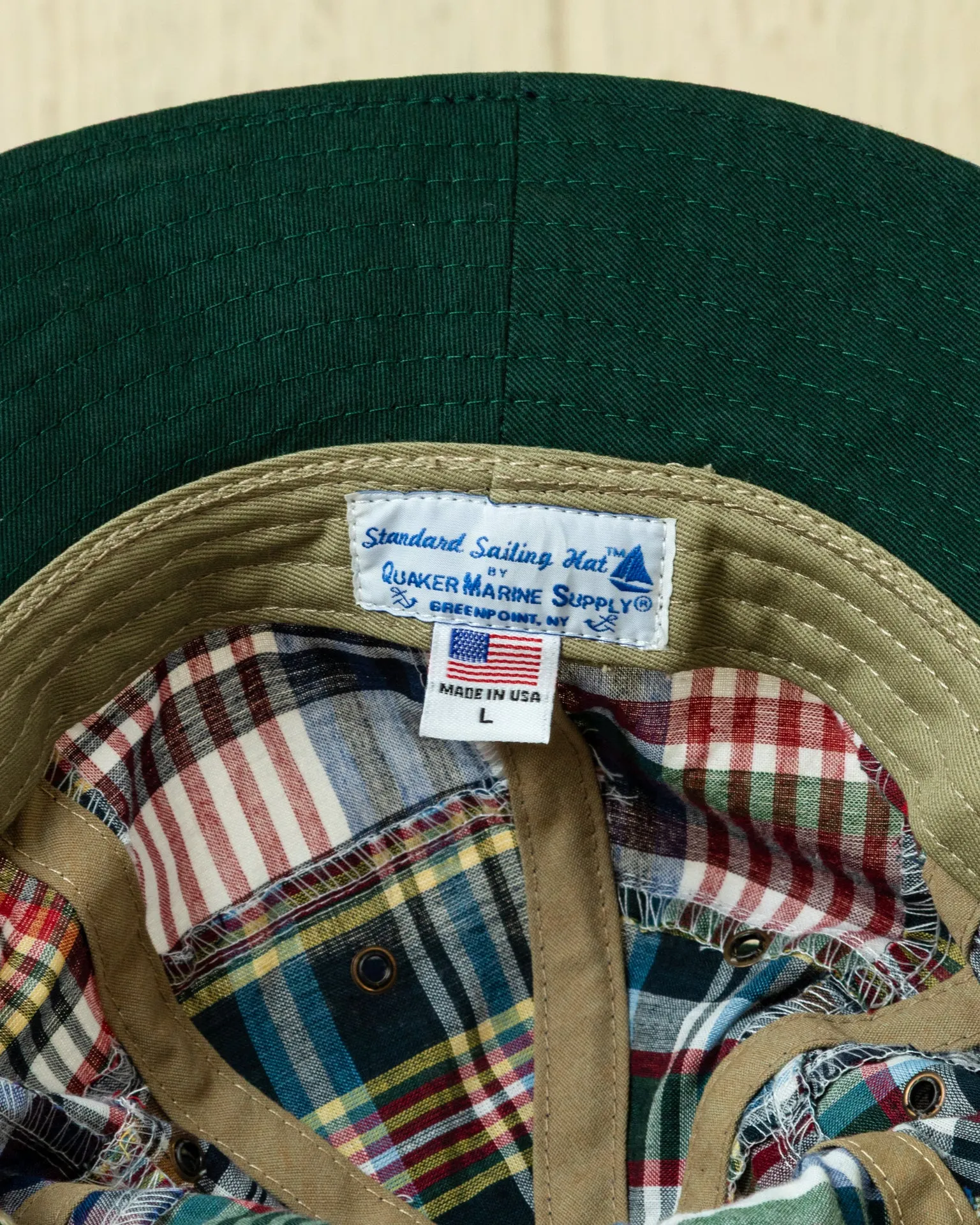 Standard Sailing Hat in Navy Patchwork Madras safari touch