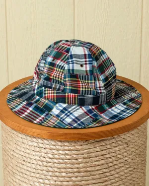 Standard Sailing Hat in Navy Patchwork Madras city edge