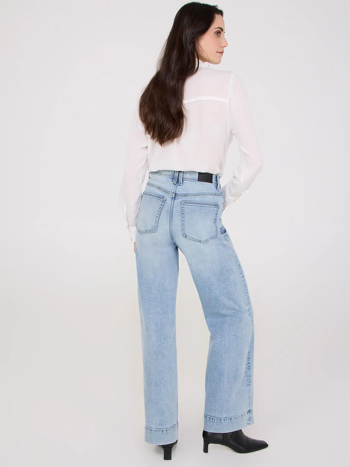 Straight Leg Jeans With Wide Cuff eco material