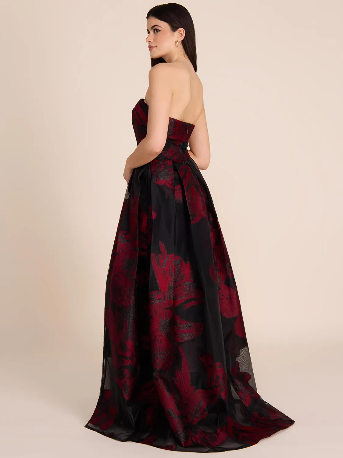 Strapless Floral Jacquard Gown personal style