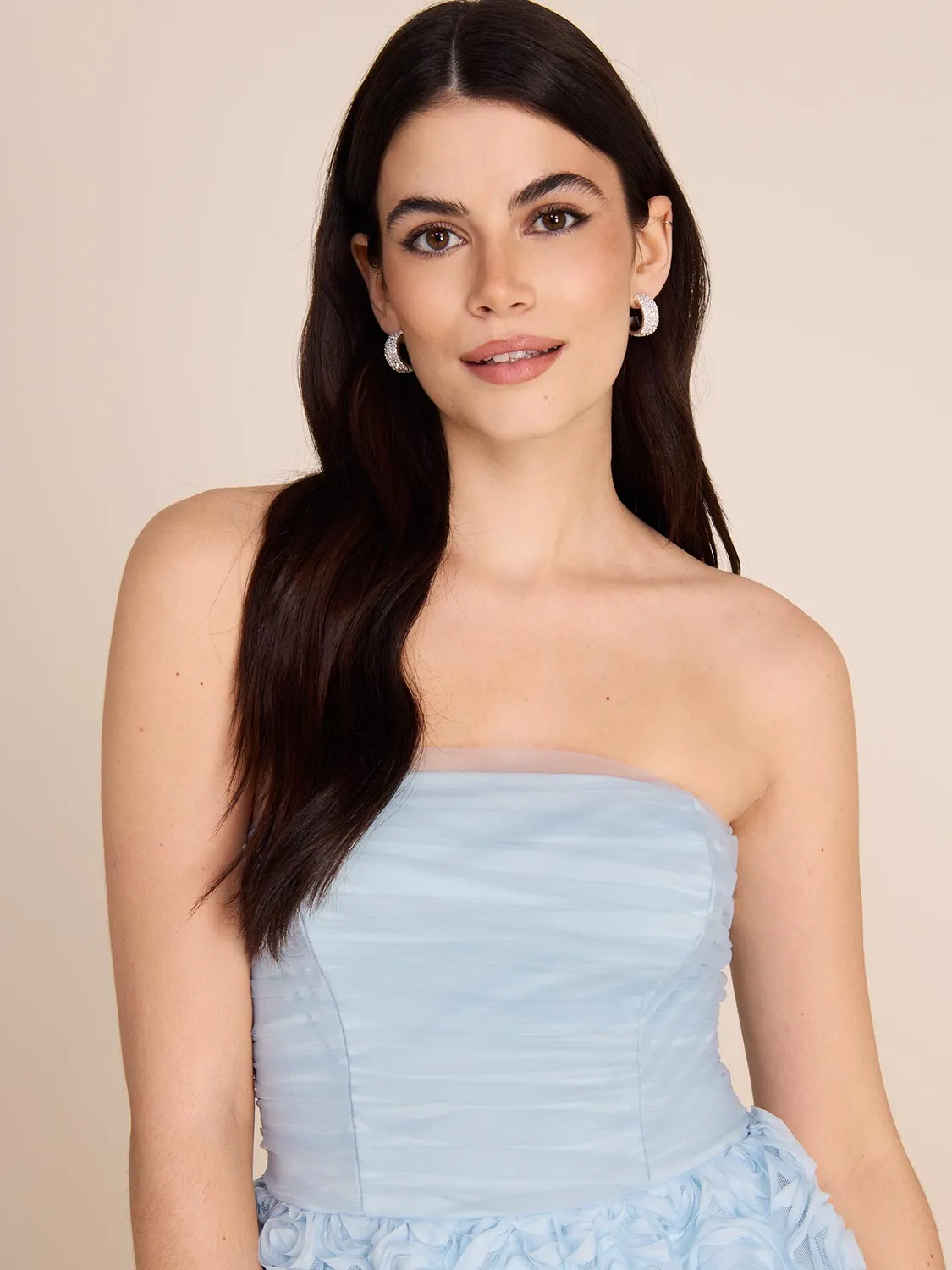 Strapless Gown With Rosette Skirt beach vacation