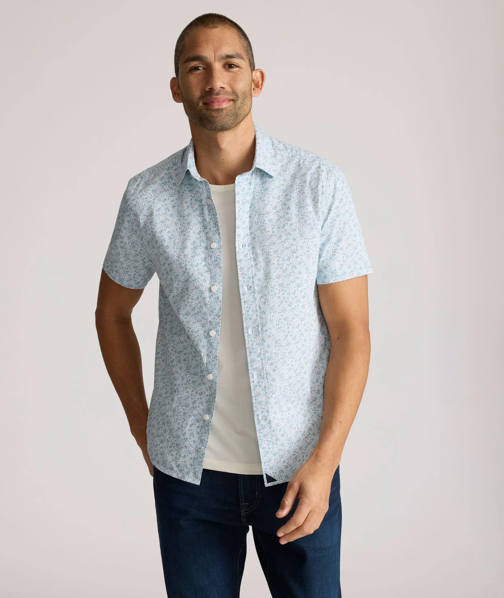 Stretch Cotton Short-Sleeve Ashford Shirt Mood Ready