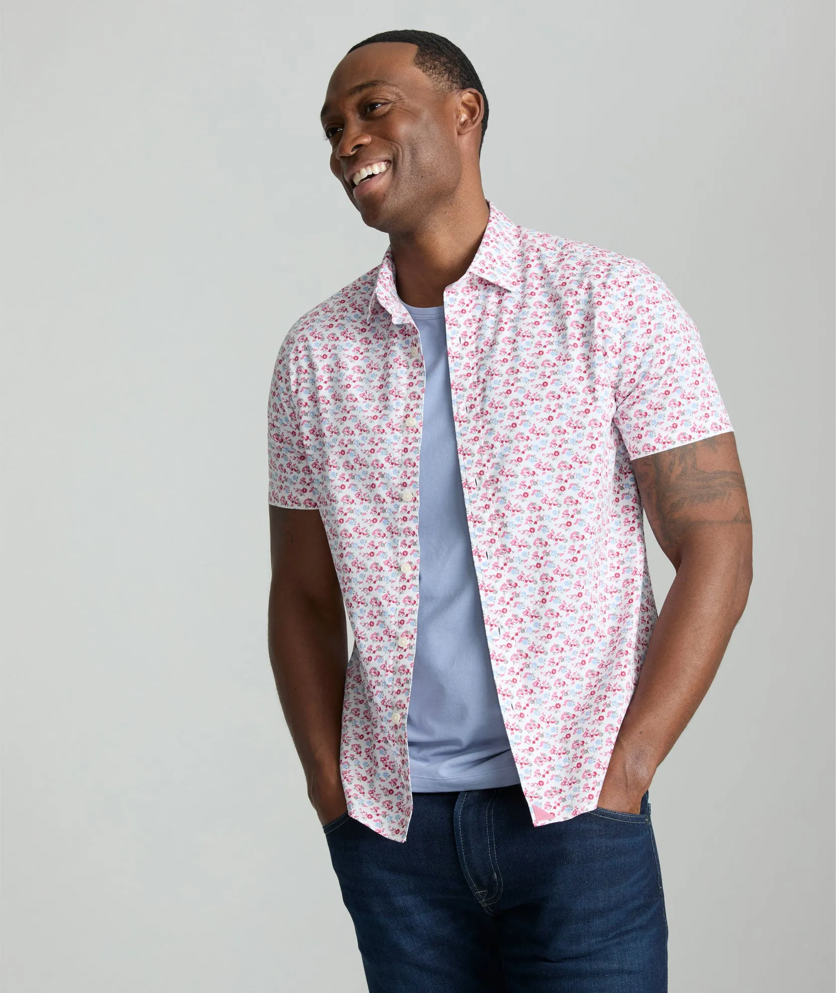 Stretch Cotton Short-Sleeve Sanchez Shirt Icon Ready