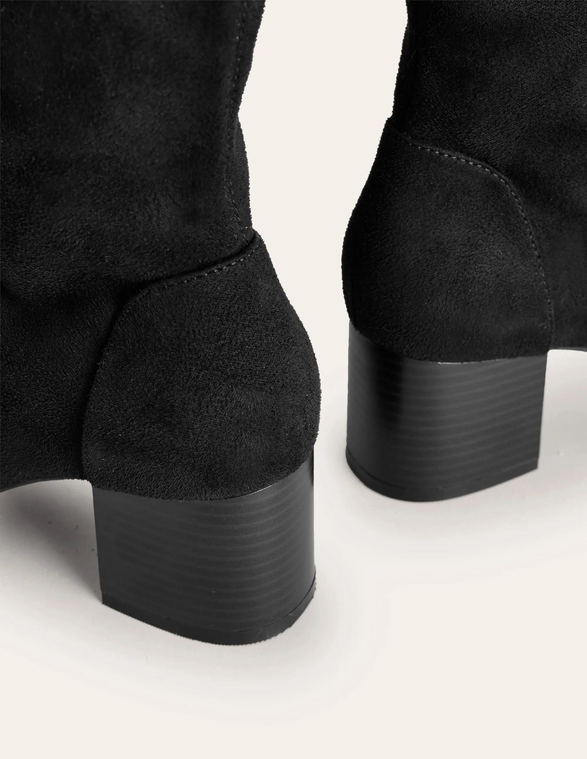Stretch Knee Heel Boots-Black asian vogue