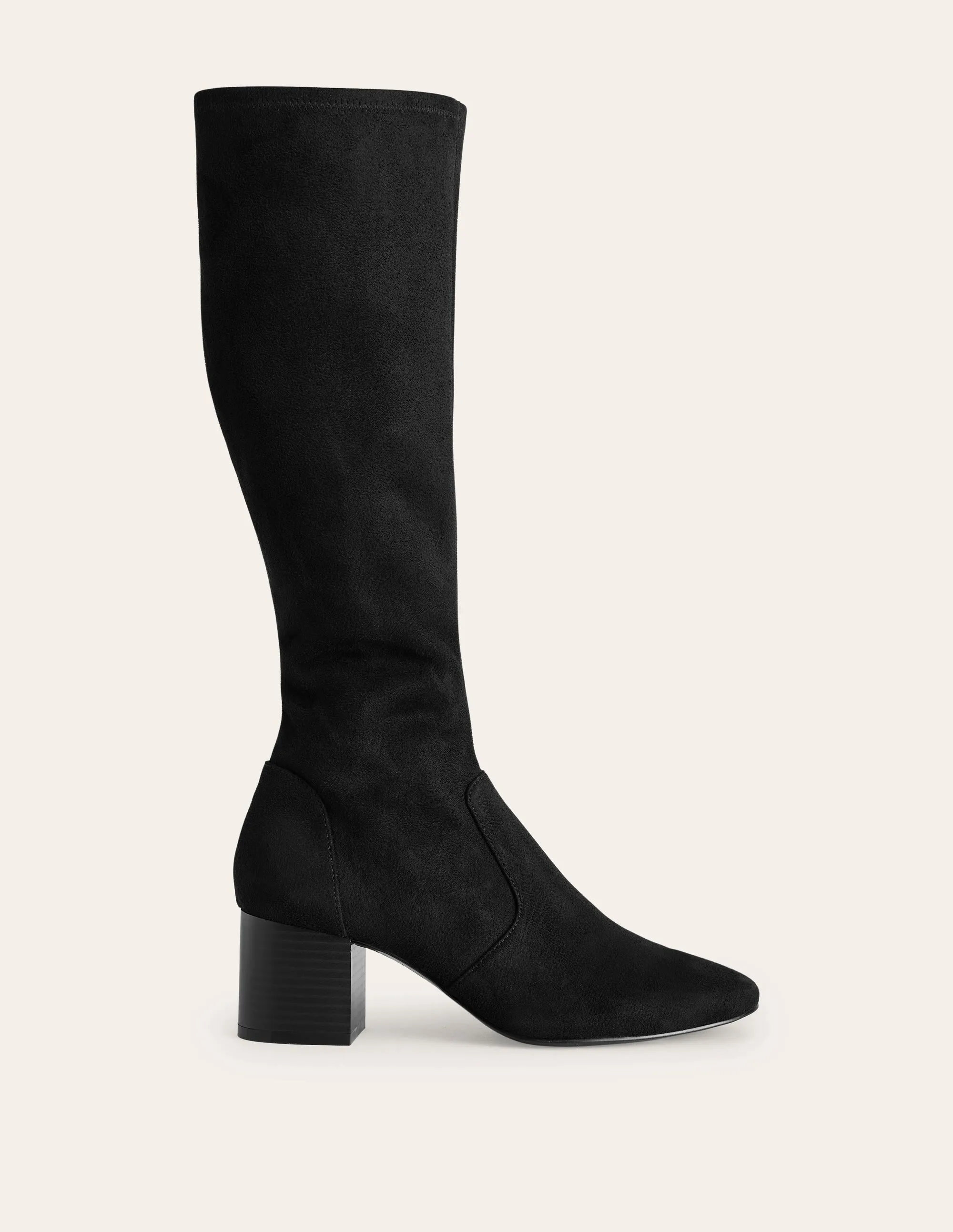 Stretch Knee Heel Boots-Black wear resistant sole