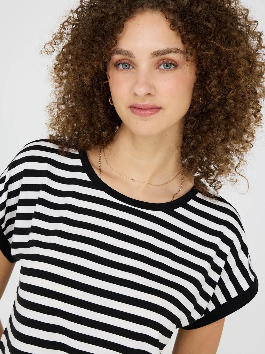 Striped Cuffed Dolman Sleeve Top Winter Base