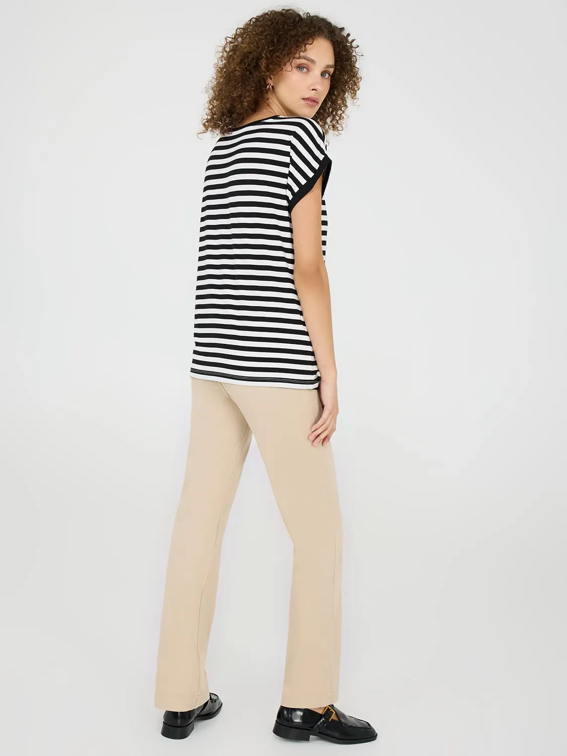 Striped Cuffed Dolman Sleeve Top Fun Wear