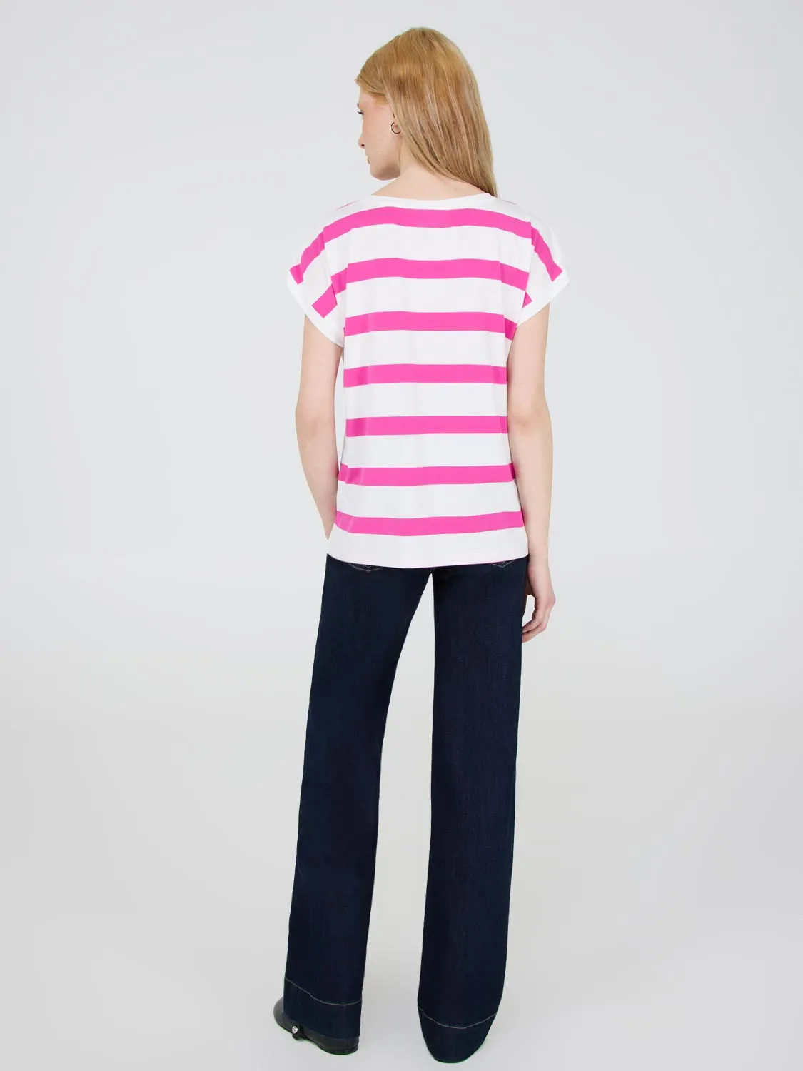 Striped Cuffed Dolman Sleeve Top In Motion