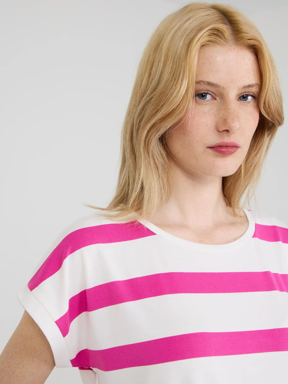 Striped Cuffed Dolman Sleeve Top Fresh Energy