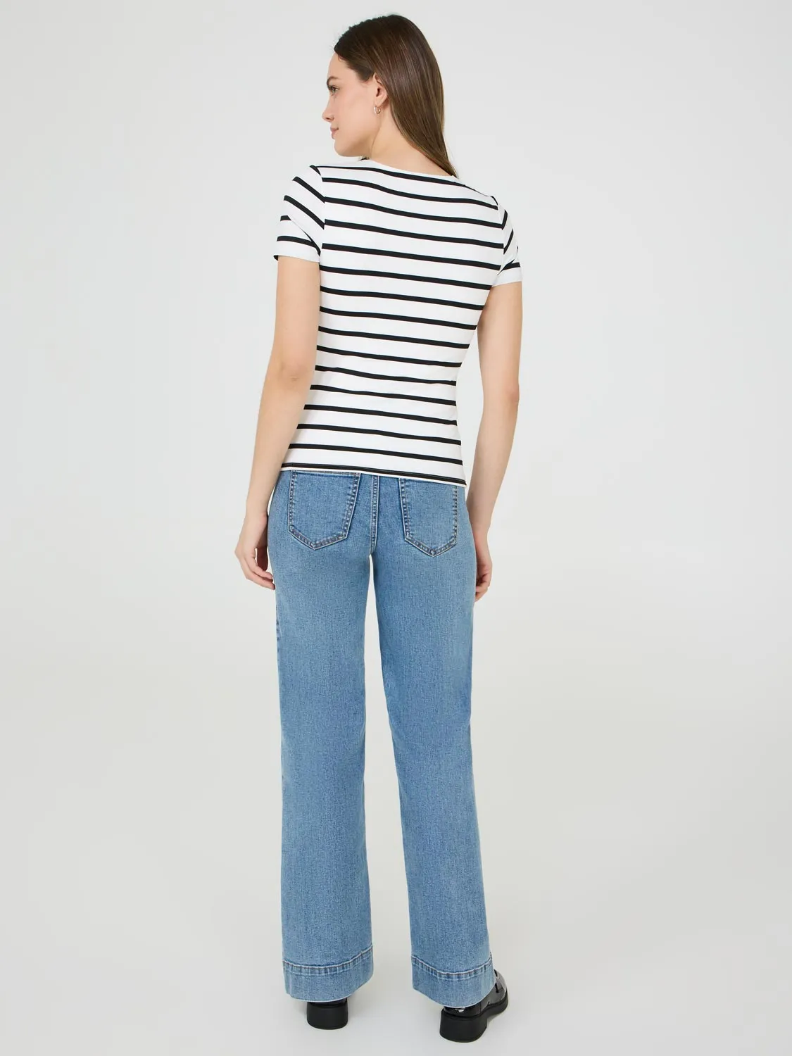 Striped Double Layer Crew Neck T-Shirt Style Goals