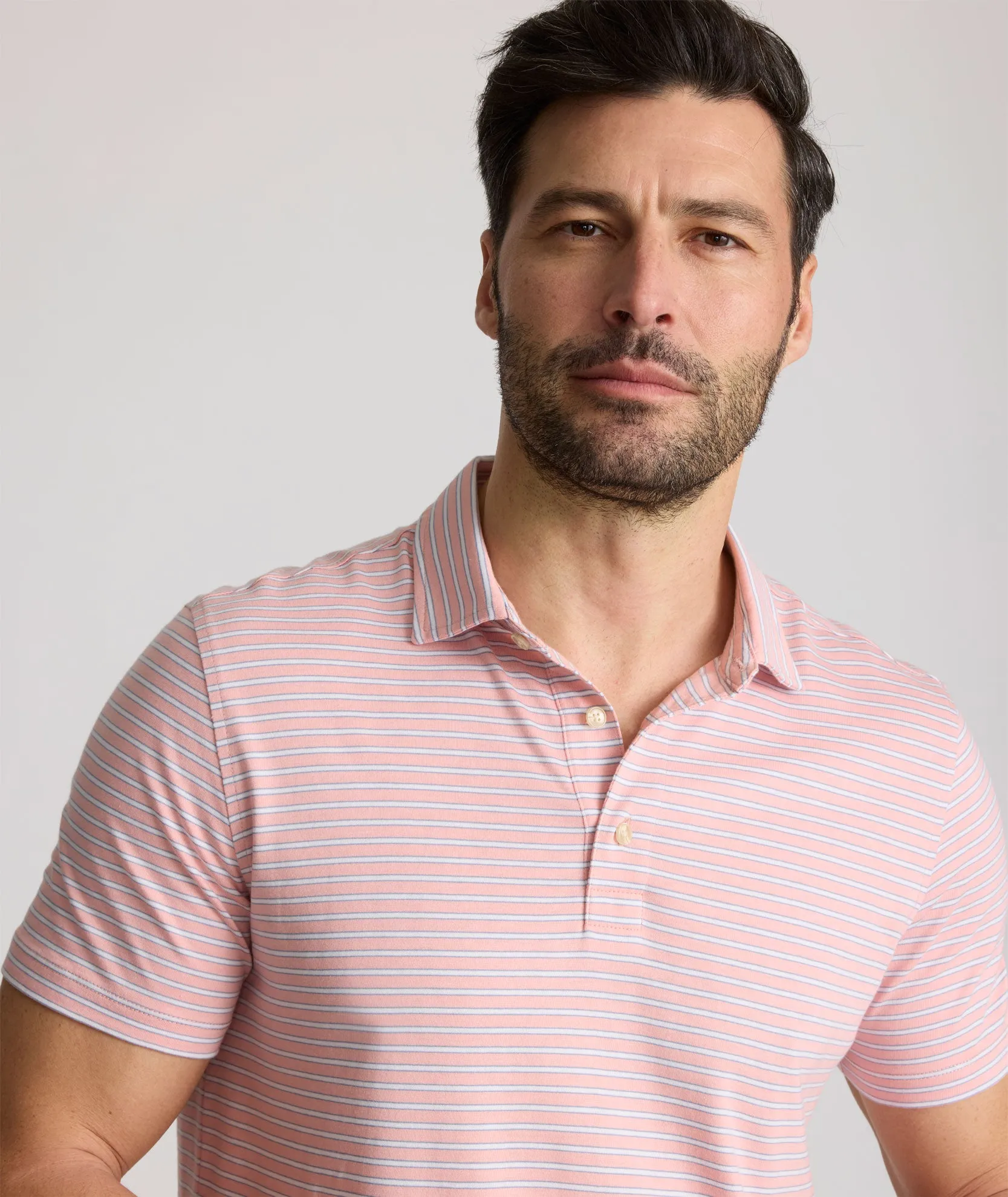 Striped Jersey Performance Polo air feel