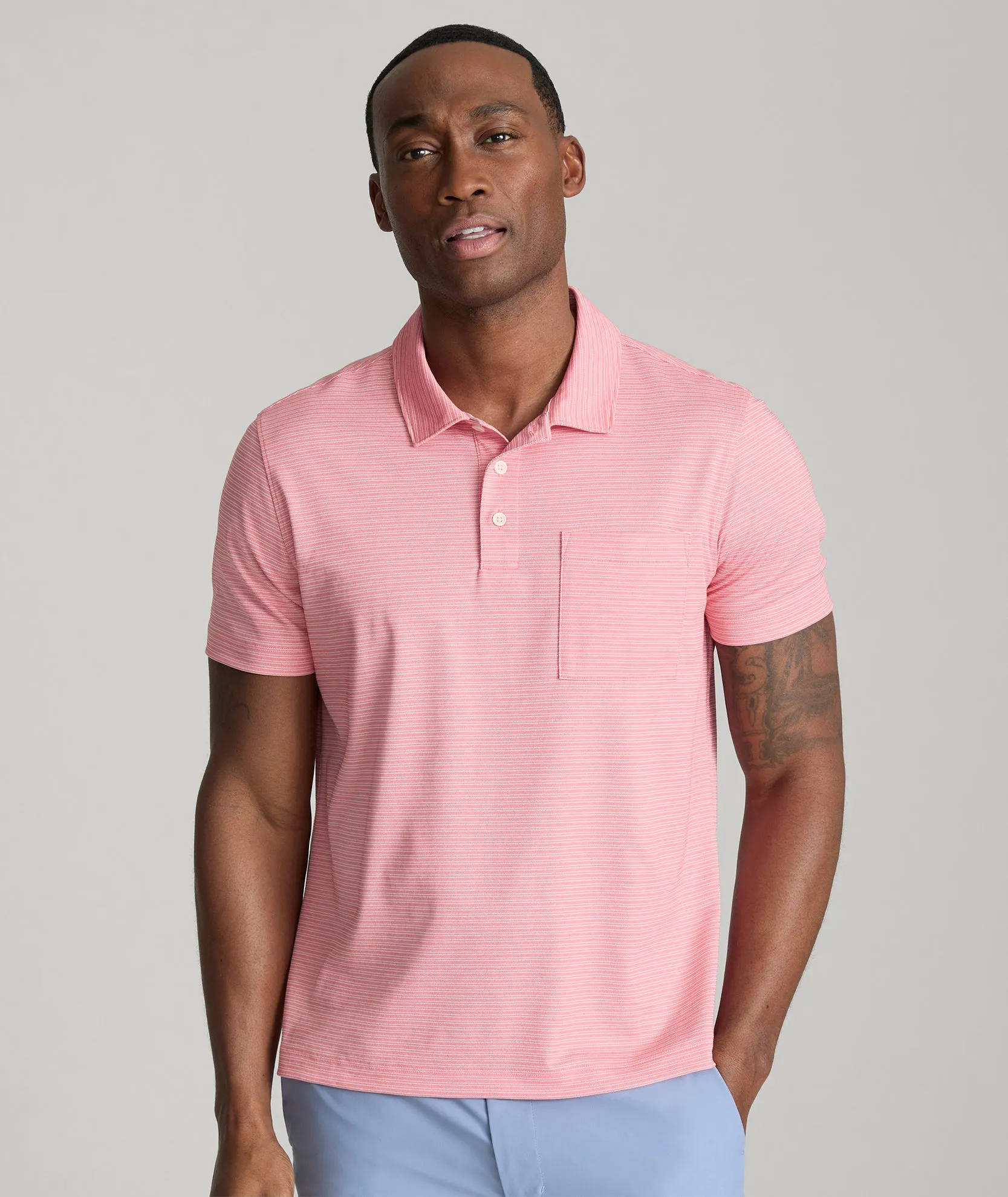 Striped Performance Polo lounge wear
