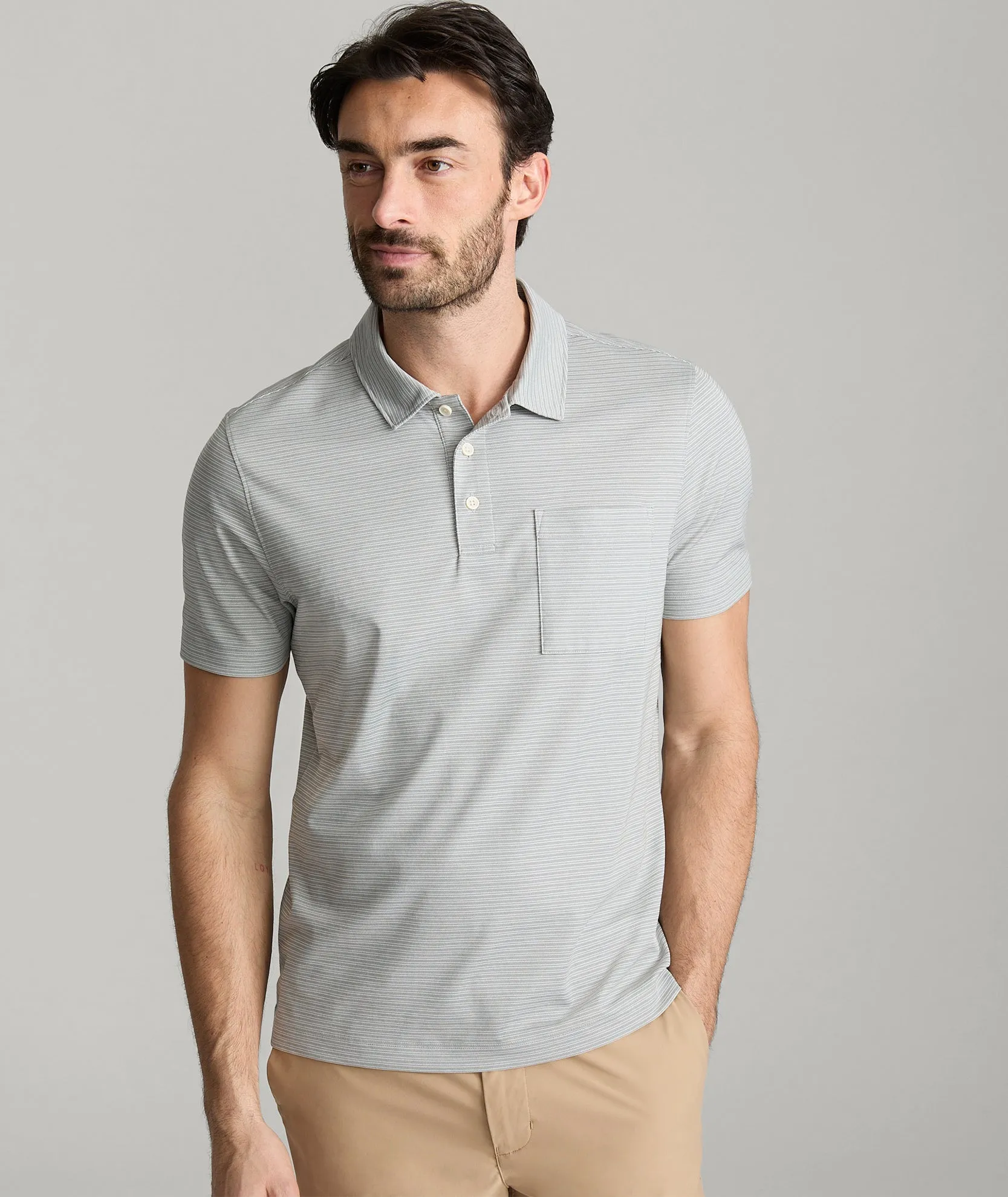 Striped Performance Polo cool layer