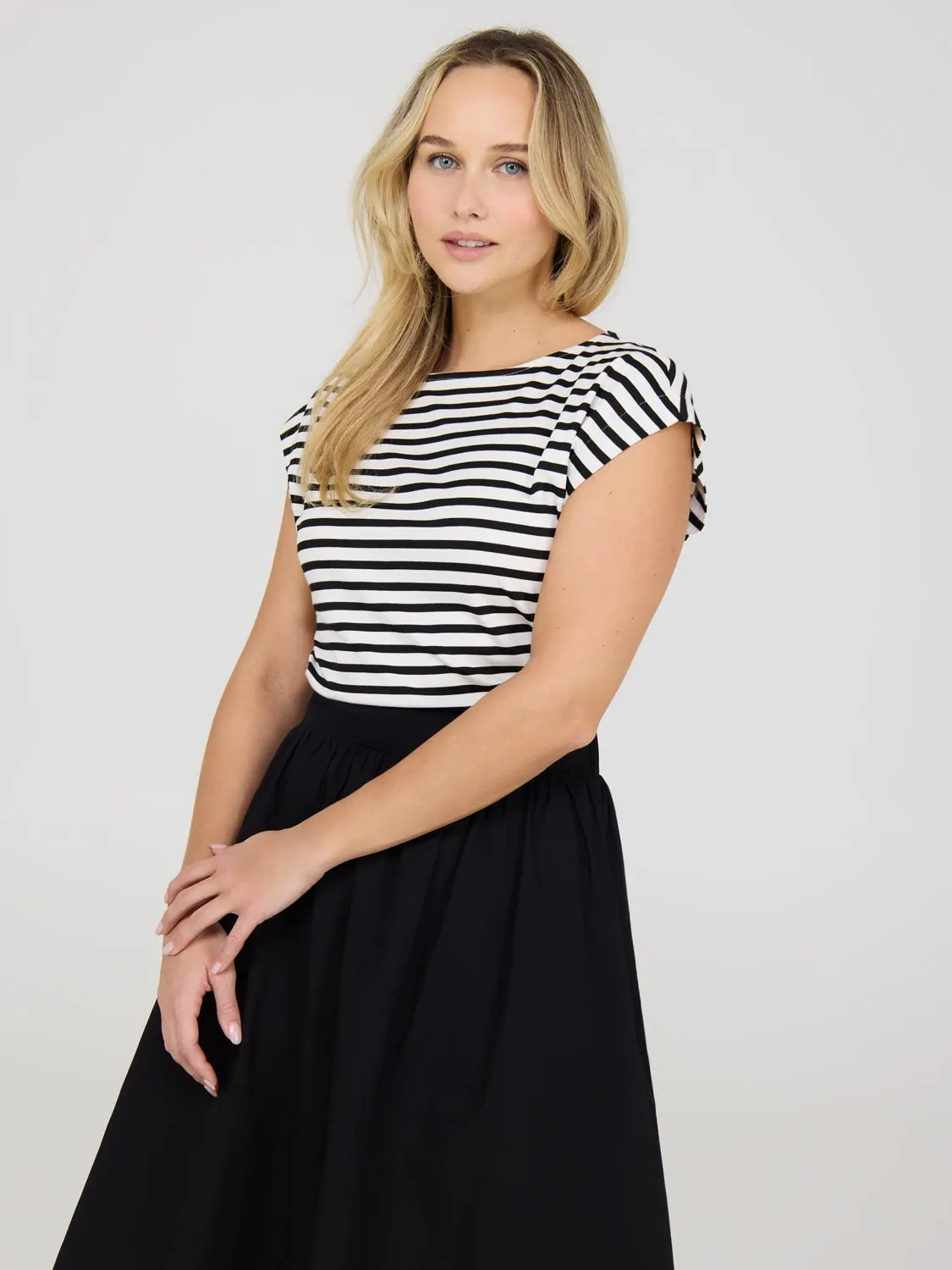 Striped Short Dolman Sleeve Top Bold Minimal