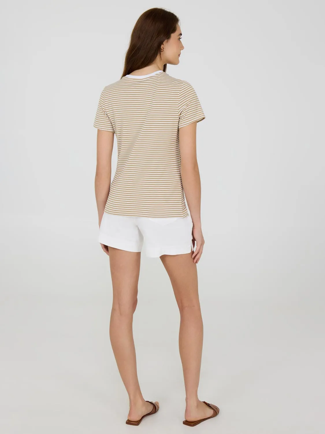 Striped Short Sleeve Screw Neck T-Shirt Walk Comfort