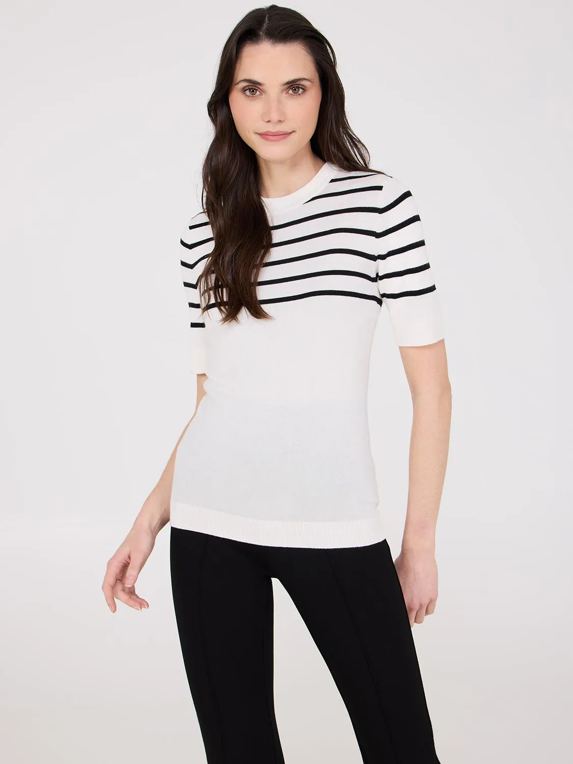 Striped Short-Sleeve Sweater After Work