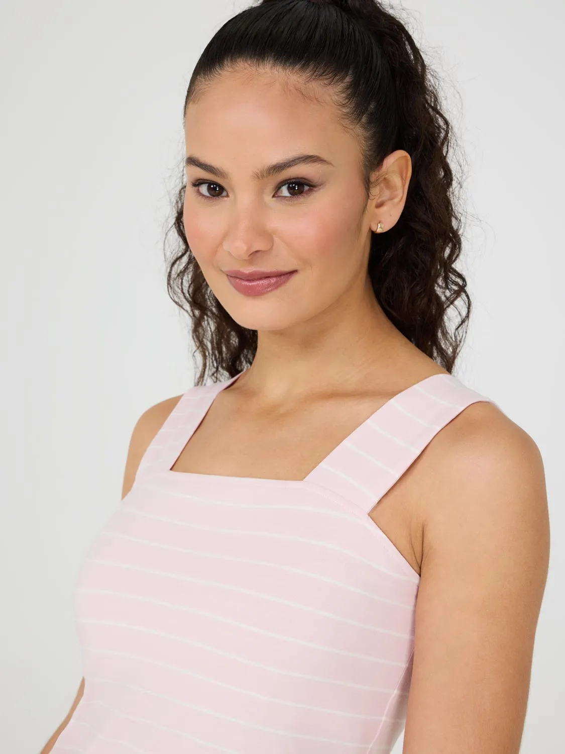 Striped Thick Strap Tank Top simple elegance