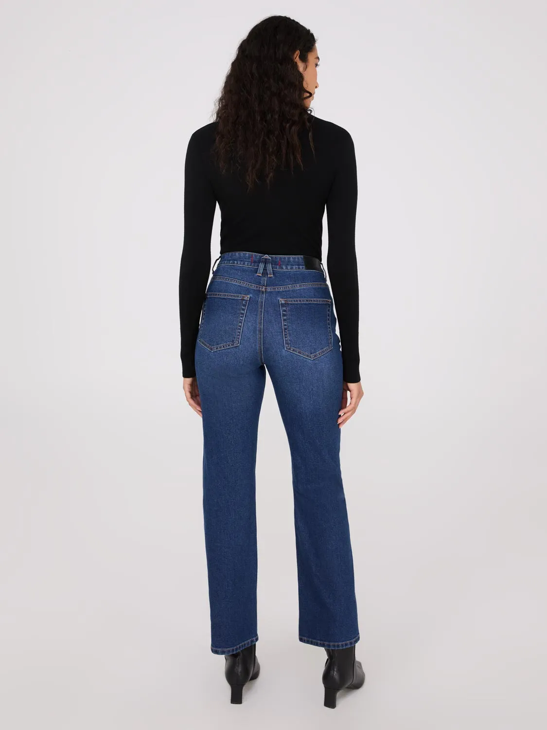 Studded Straight Leg Jeans elastic ease