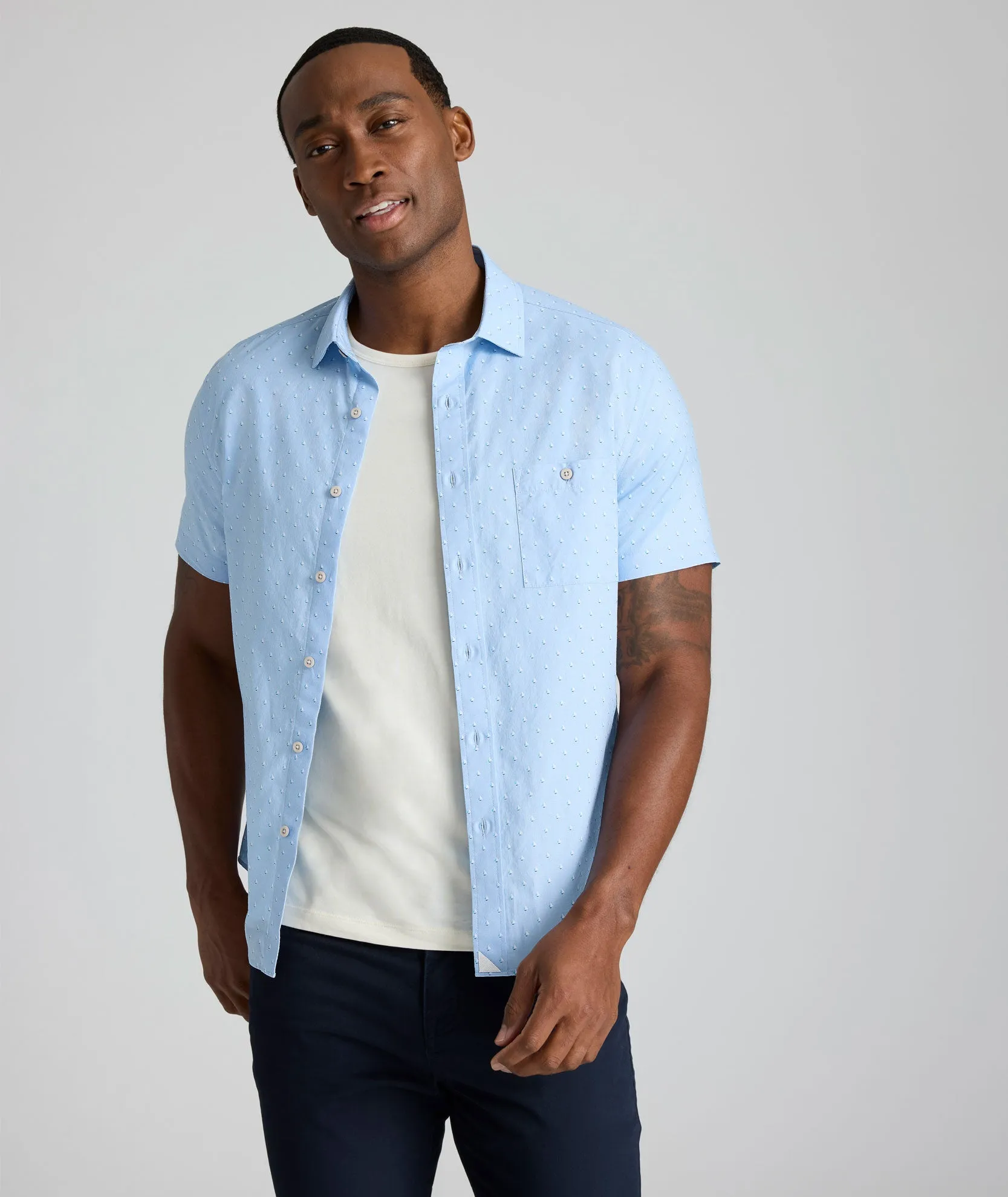 Summerweight Short-Sleeve Quinn Shirt Sleek Ease