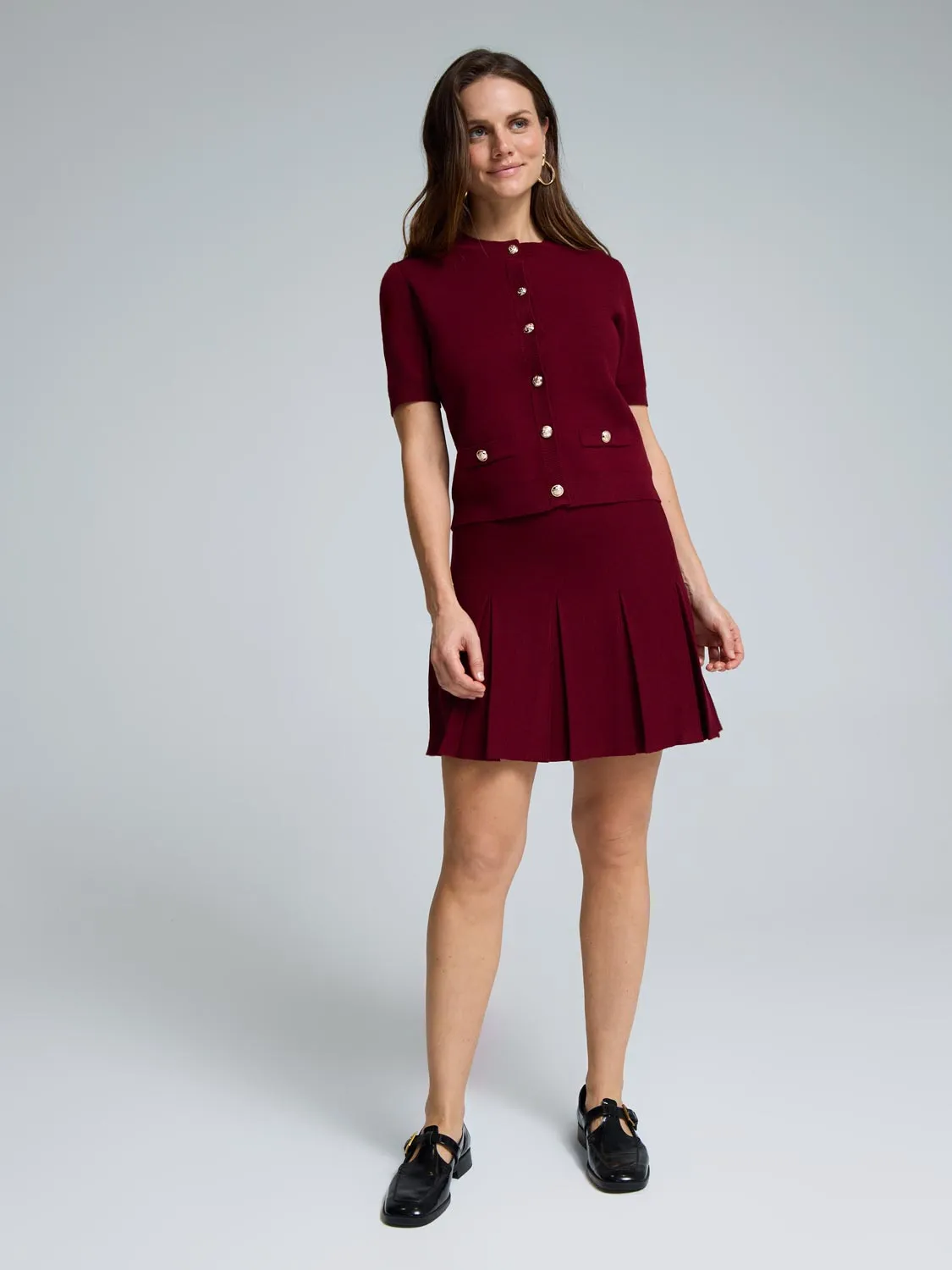 Sweater Knit Pleated Mini Skirt mix match