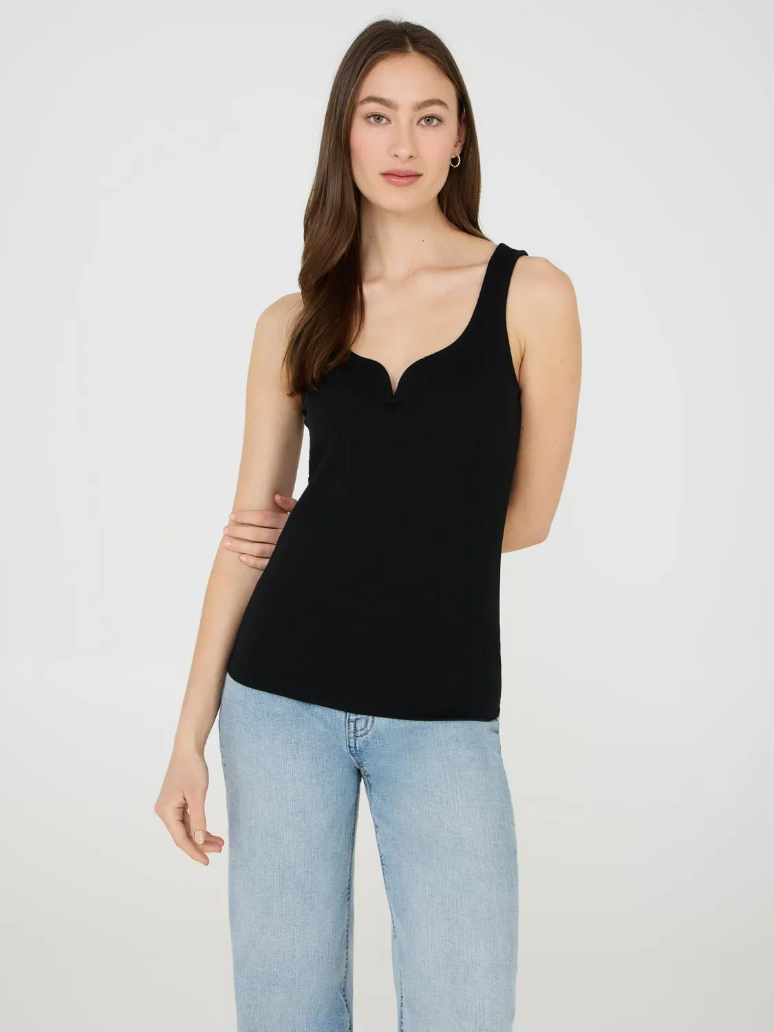 Sweetheart Neckline Ribbed Tank Top ultimate base
