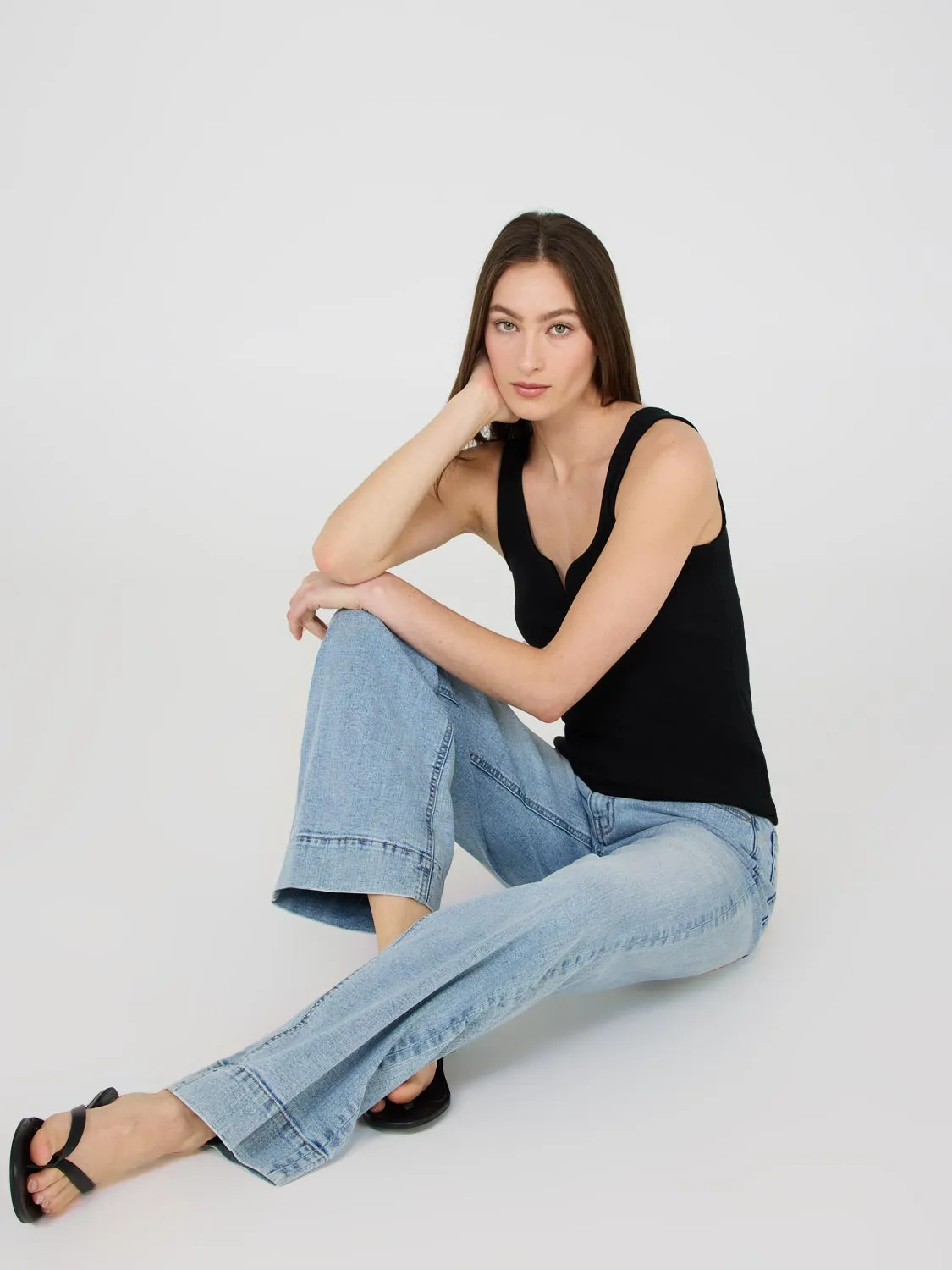 Sweetheart Neckline Ribbed Tank Top functional layer