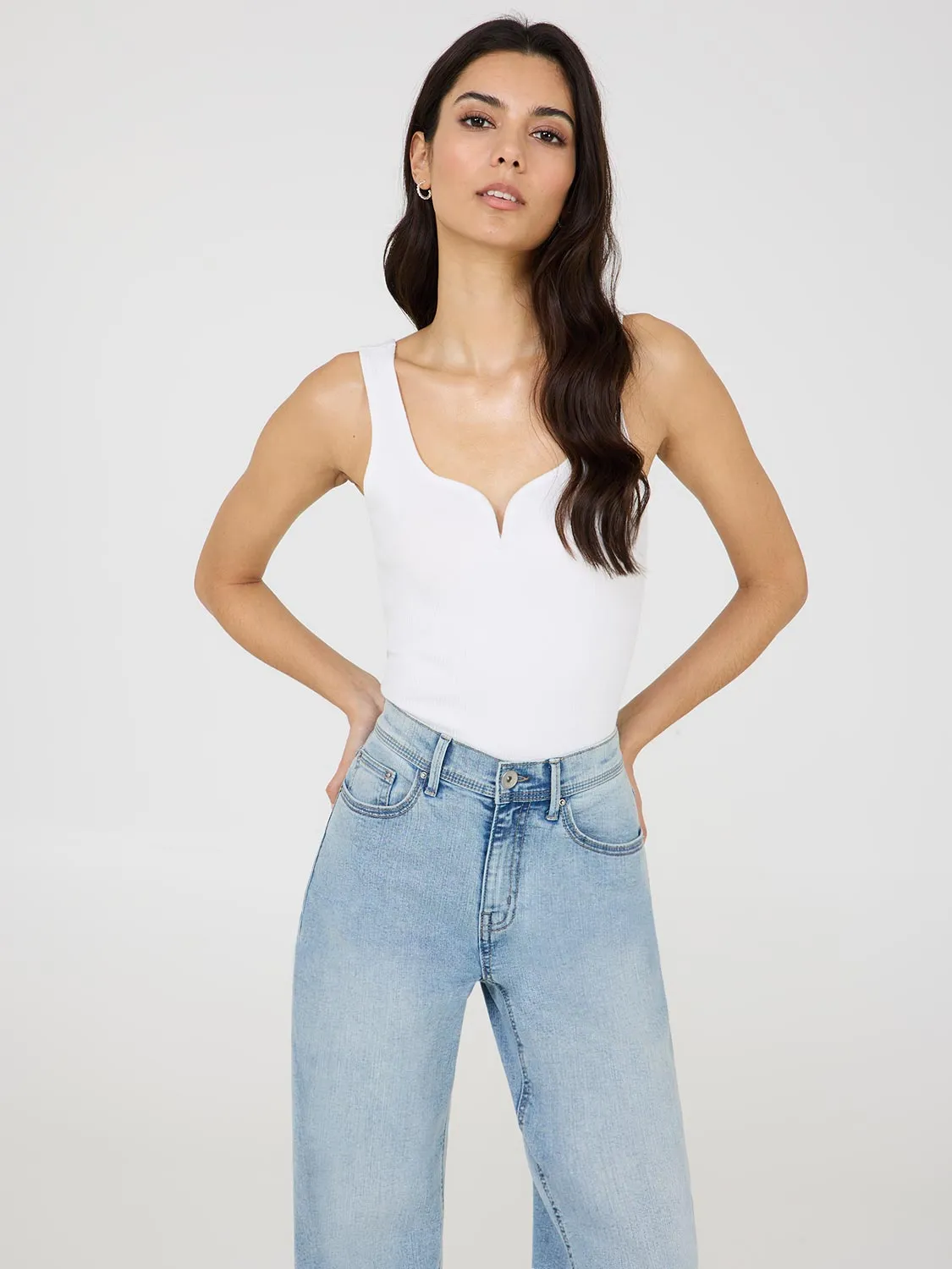 Sweetheart Neckline Ribbed Tank Top modern staple