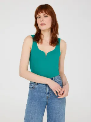 Sweetheart Neckline Ribbed Tank Top subtle curve