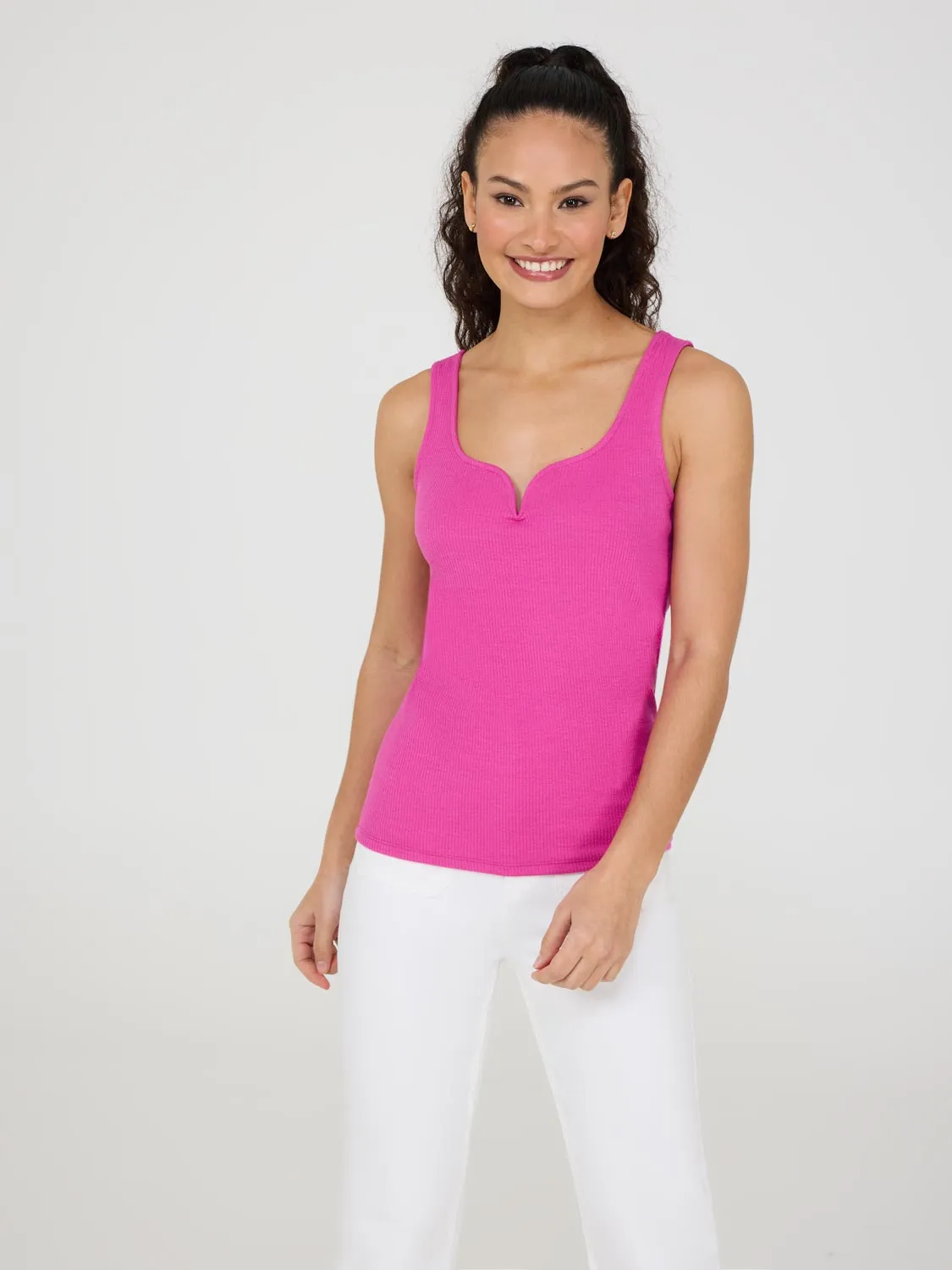 Sweetheart Neckline Ribbed Tank Top high comfort