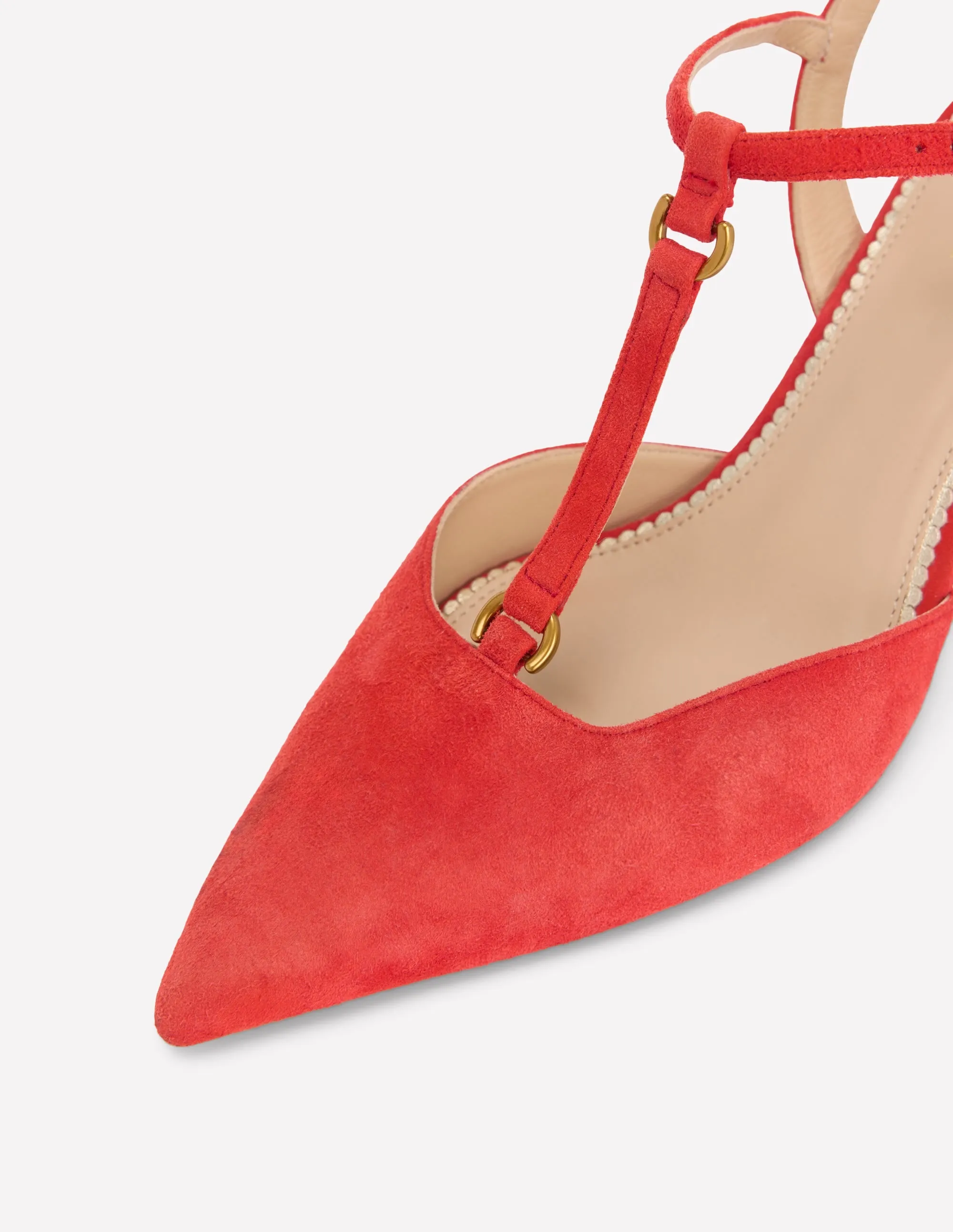 T-Bar Point Heels-Post Box Red classical match