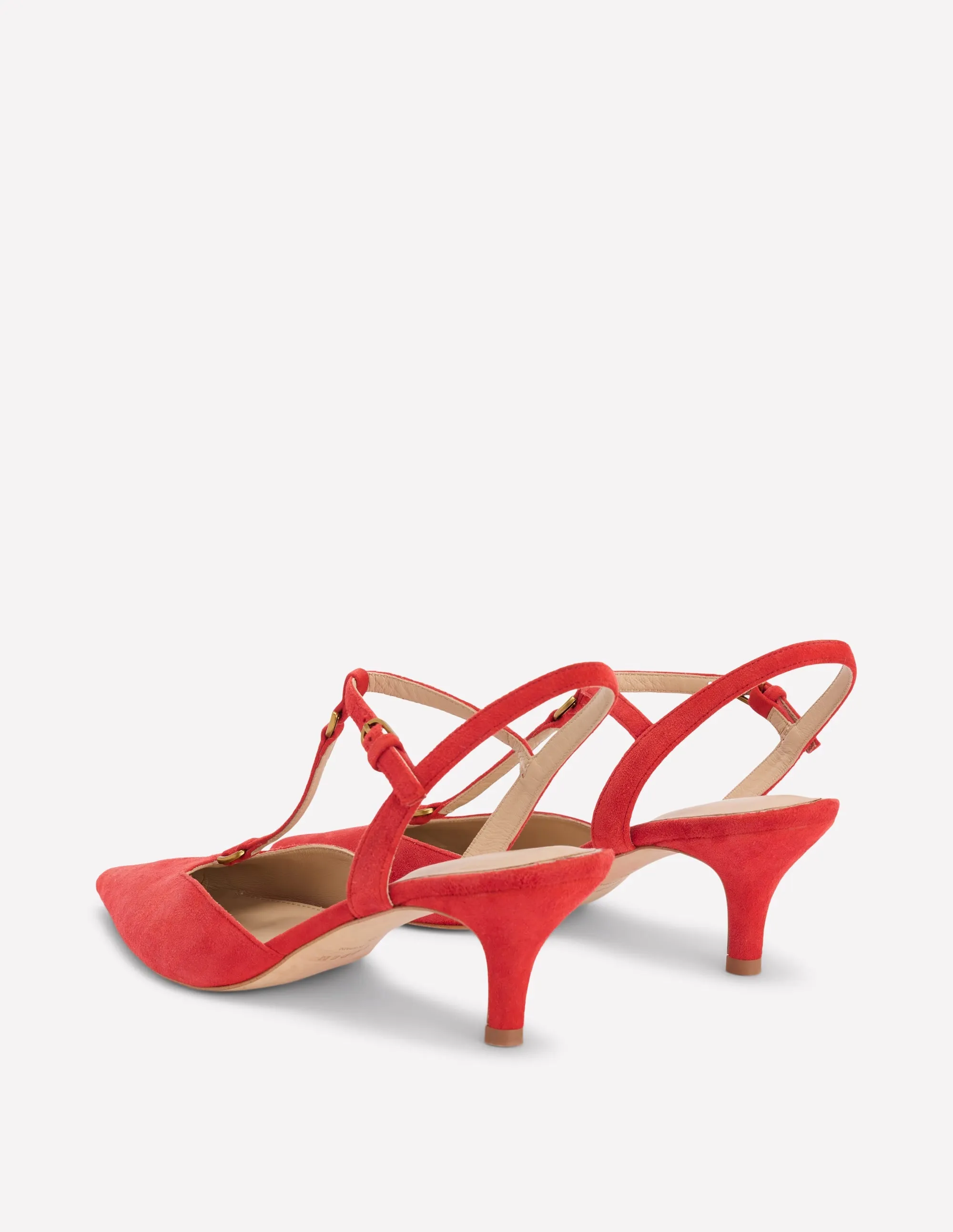 T-Bar Point Heels-Post Box Red foot hugging