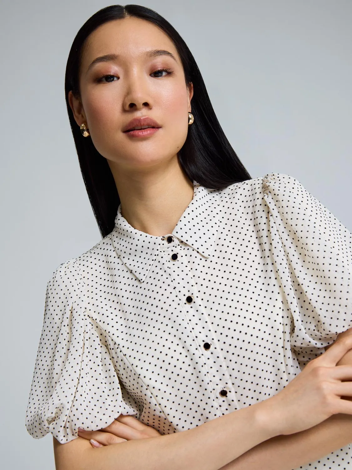 Textured Button-Up Peplum Blouse Free Spirit