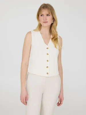 Textured Button-Up Vest wear light