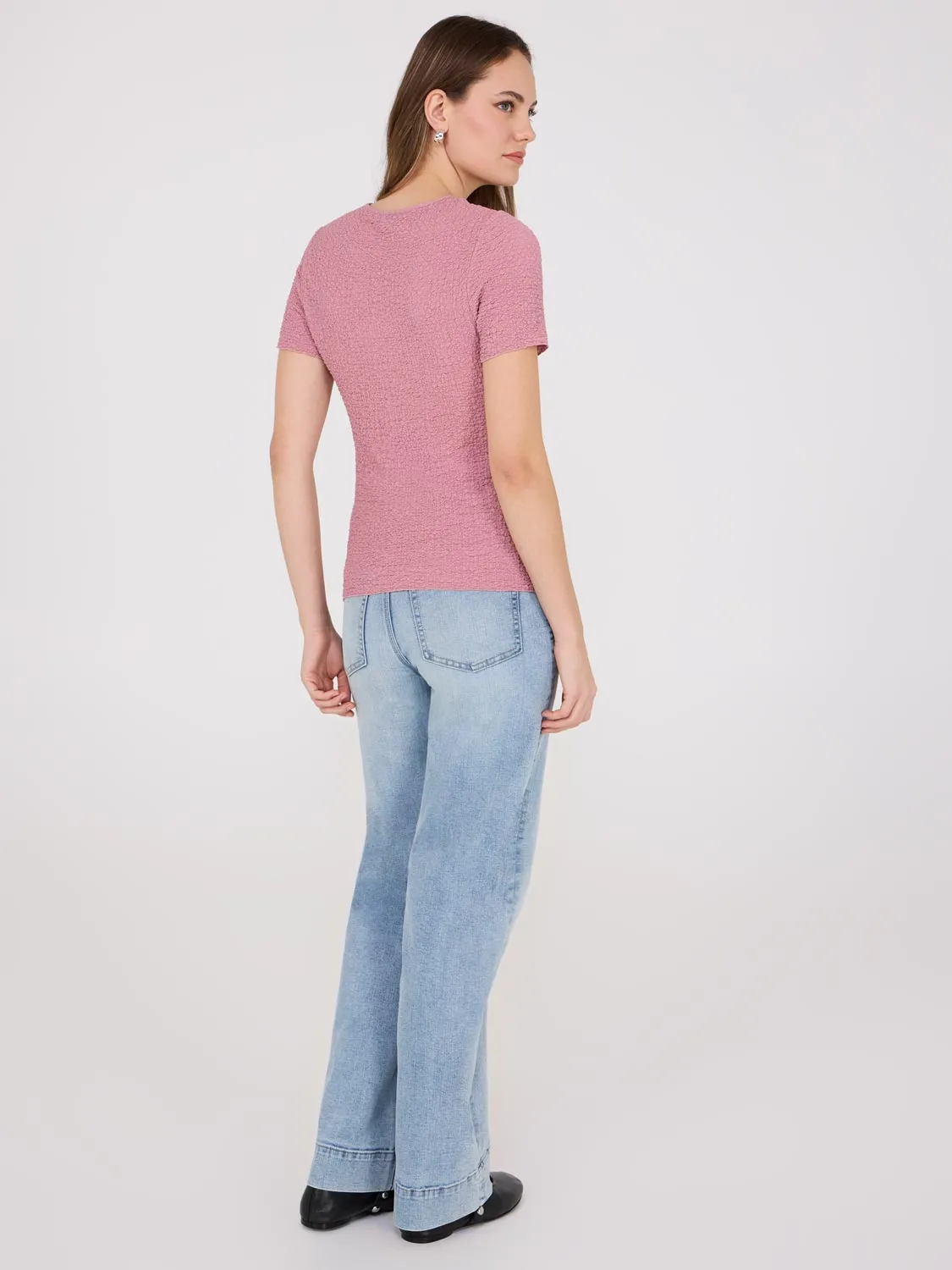 Textured Crew Neck T-Shirt Chill Mode