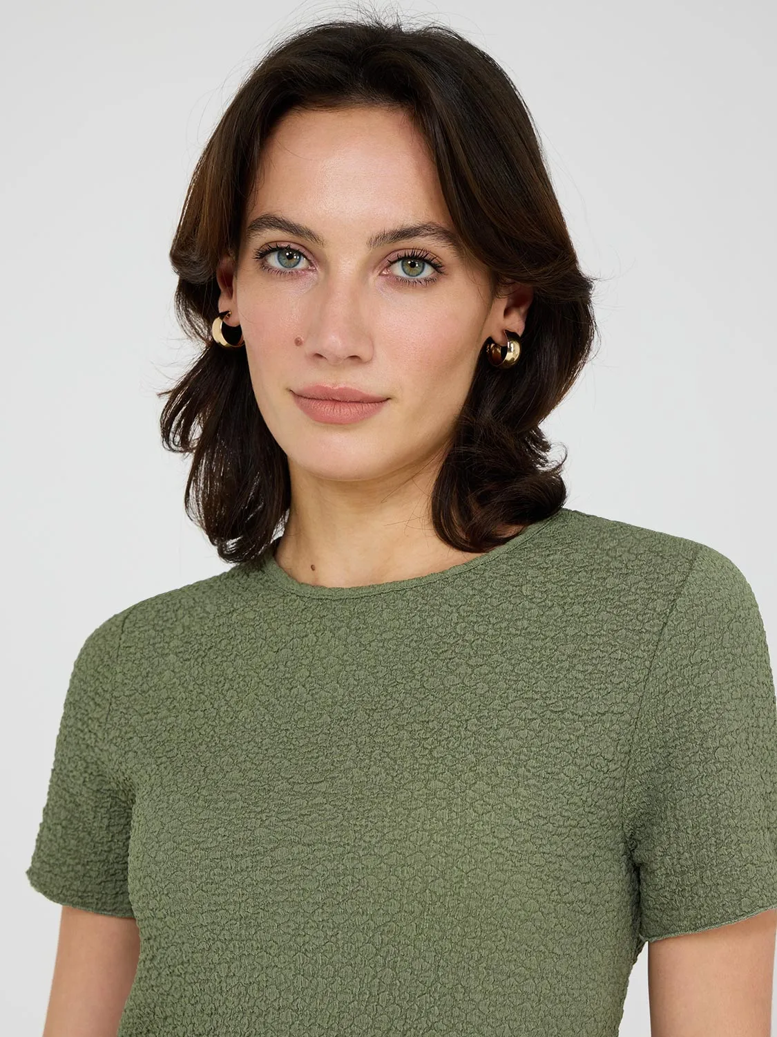 Textured Crew Neck T-Shirt Walk Comfort