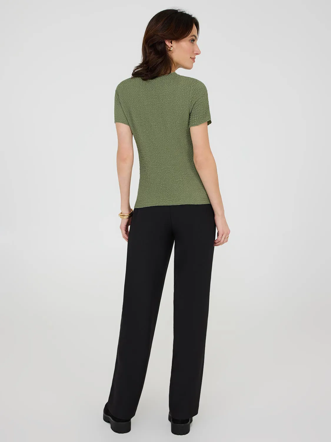 Textured Crew Neck T-Shirt Weekend Mood