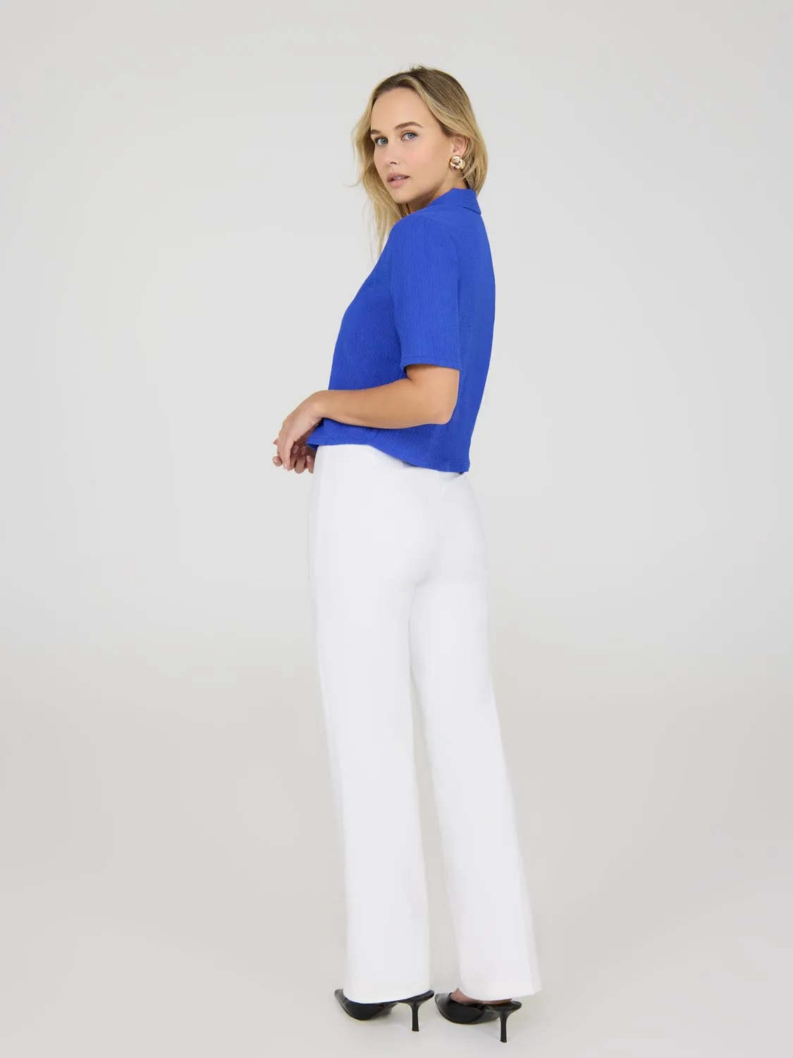 Textured Short Sleeve Blouse Spring Layer