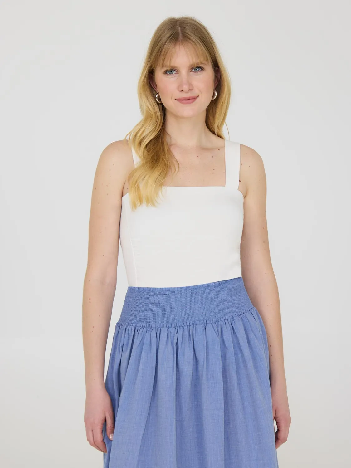 Thick Strap Shirred Tank Top closet staple