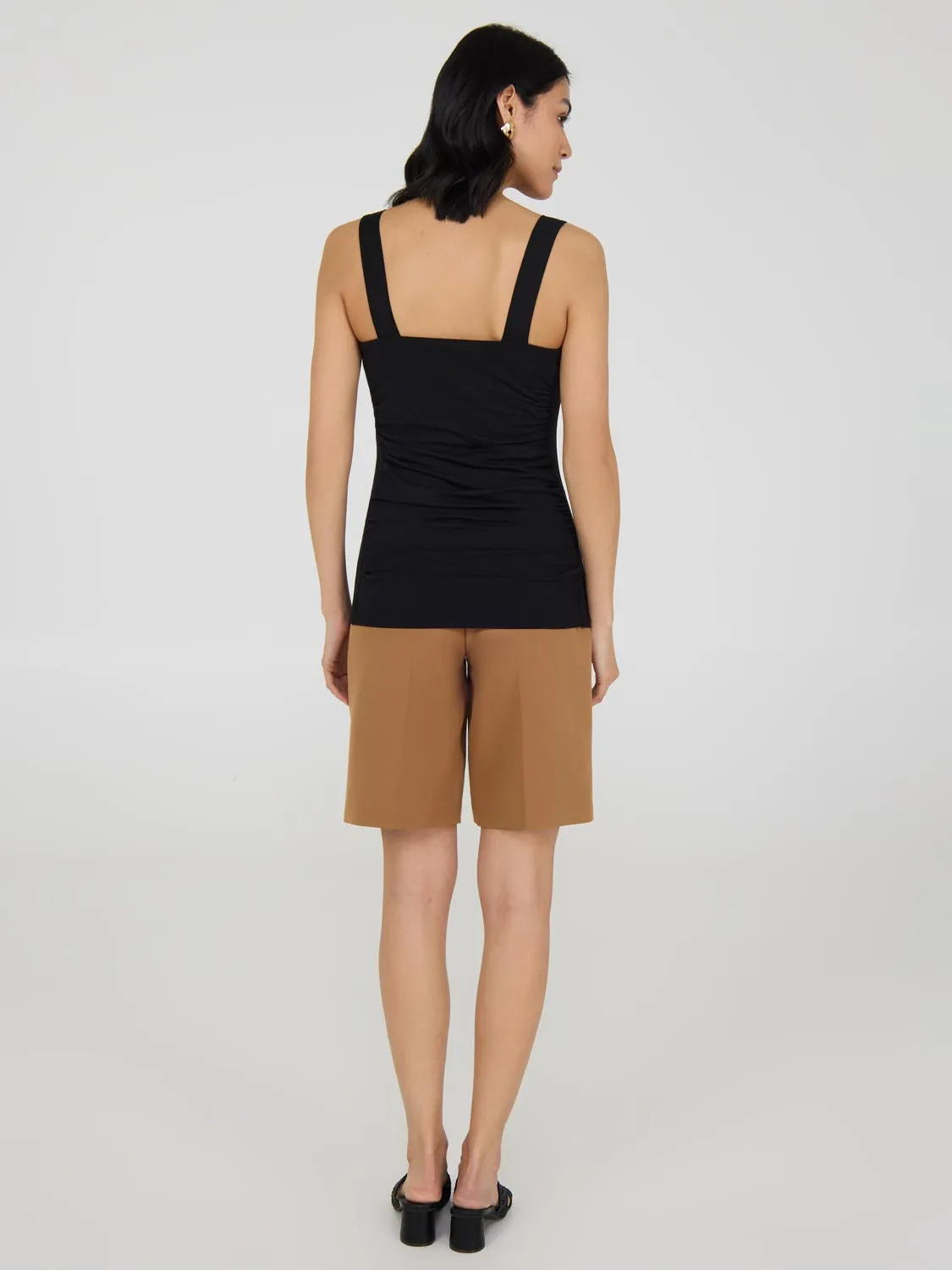 Thick Strap Shirred Tank Top pure vibe