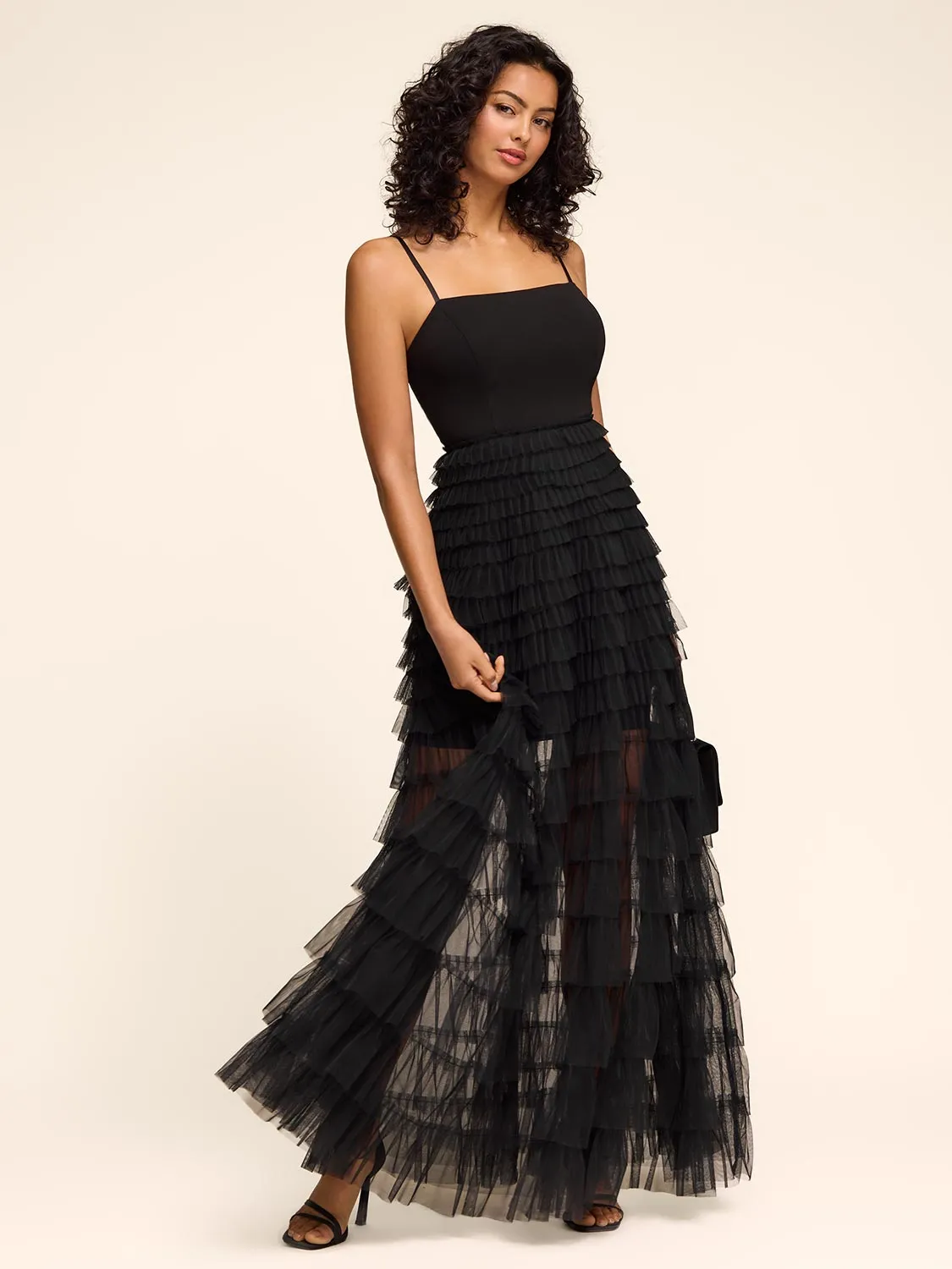 Tiered Gown With Tulle Skirt family outfit