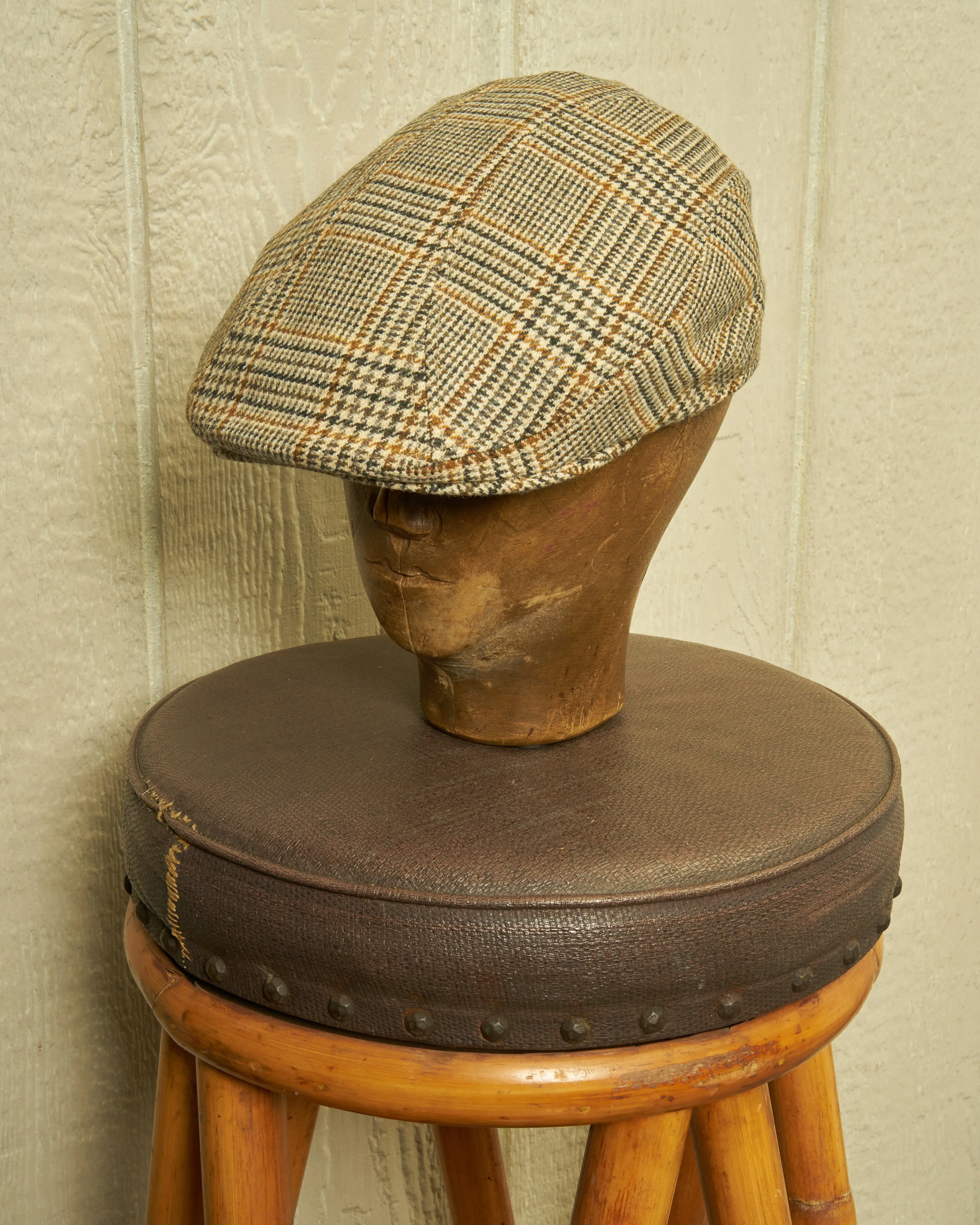 Touring Cap in Brown Houndstooth Wool zen style