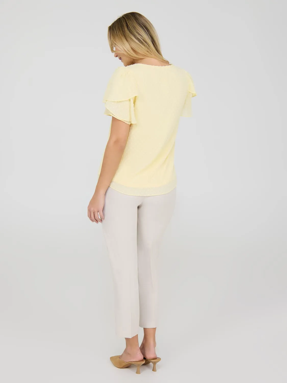 Tulip Sleeve Clip Dot Chiffon Top Perfect Match