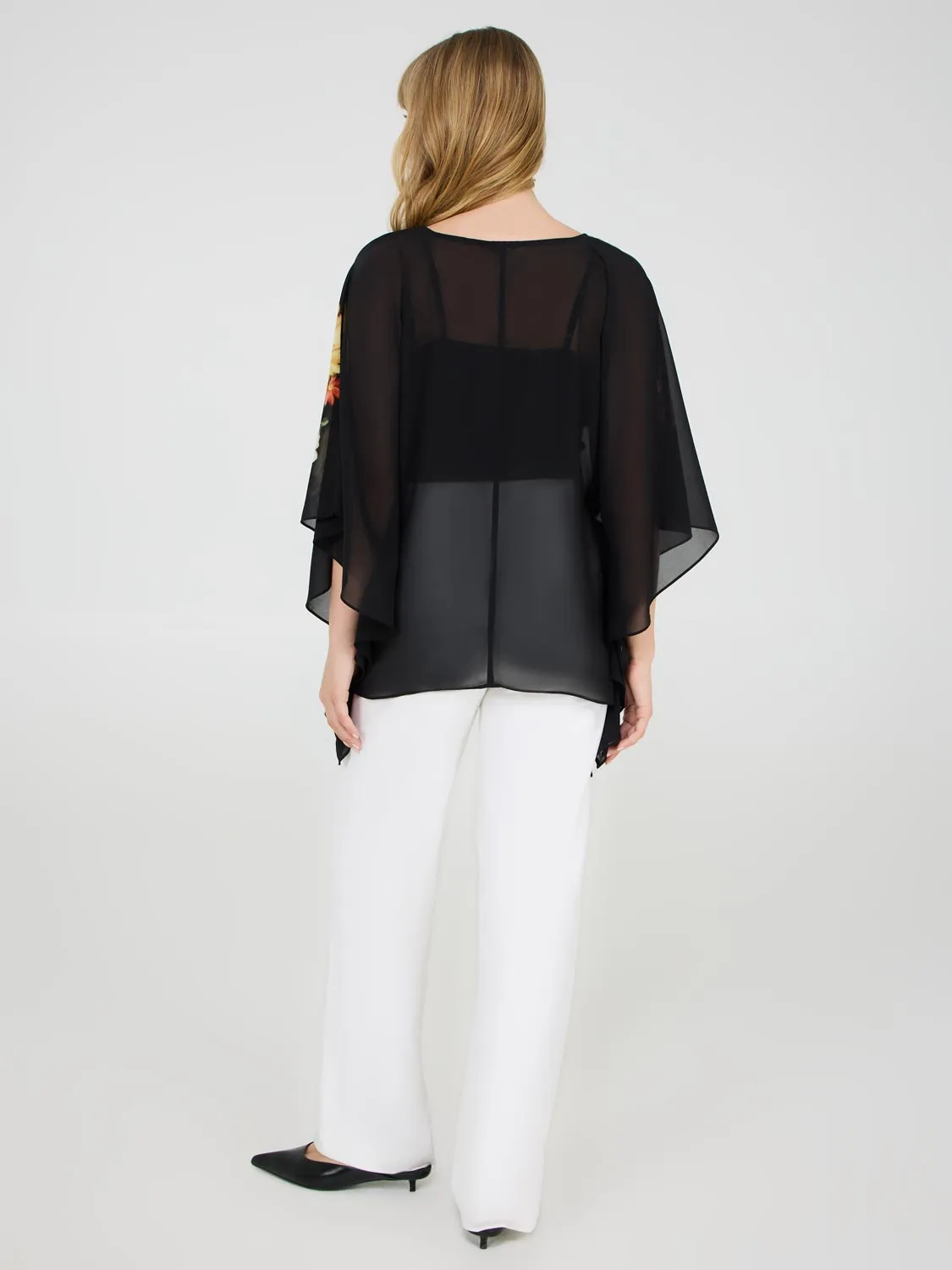 V-Neck Floral Poncho Blouse Daily Express