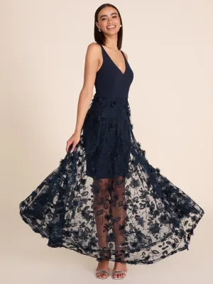 V-Neck Gown With Floral Appliqus wedding guest