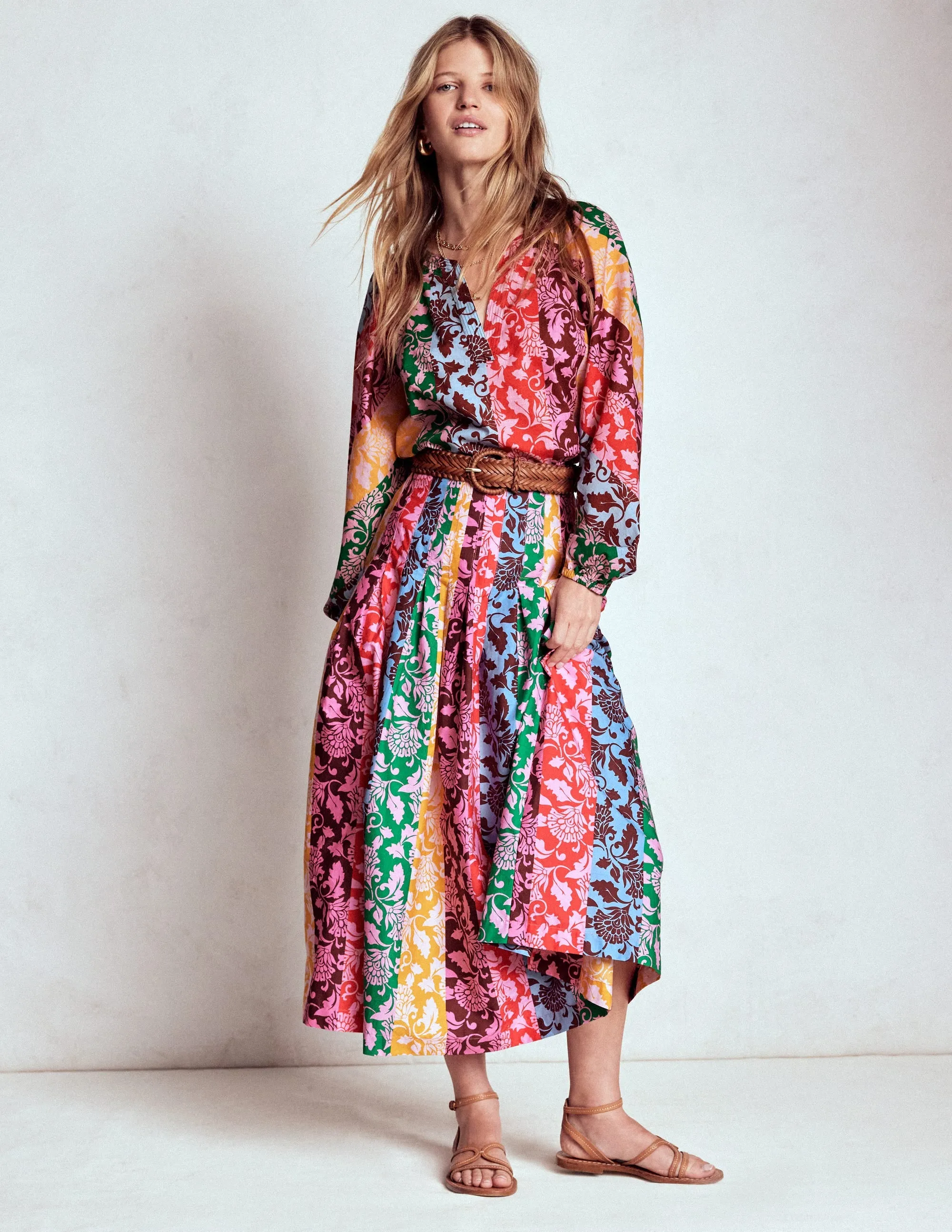 Valentina Poplin Midi Skirt-Multi, Ornate Vine Hotch breathable wear